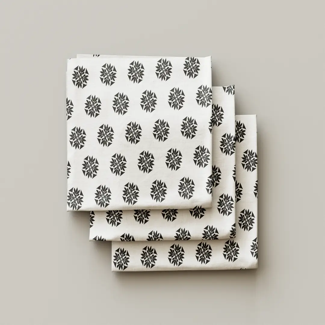 Simple White And Flowers Design Cloth Napkin Pack Of Four - Image 3