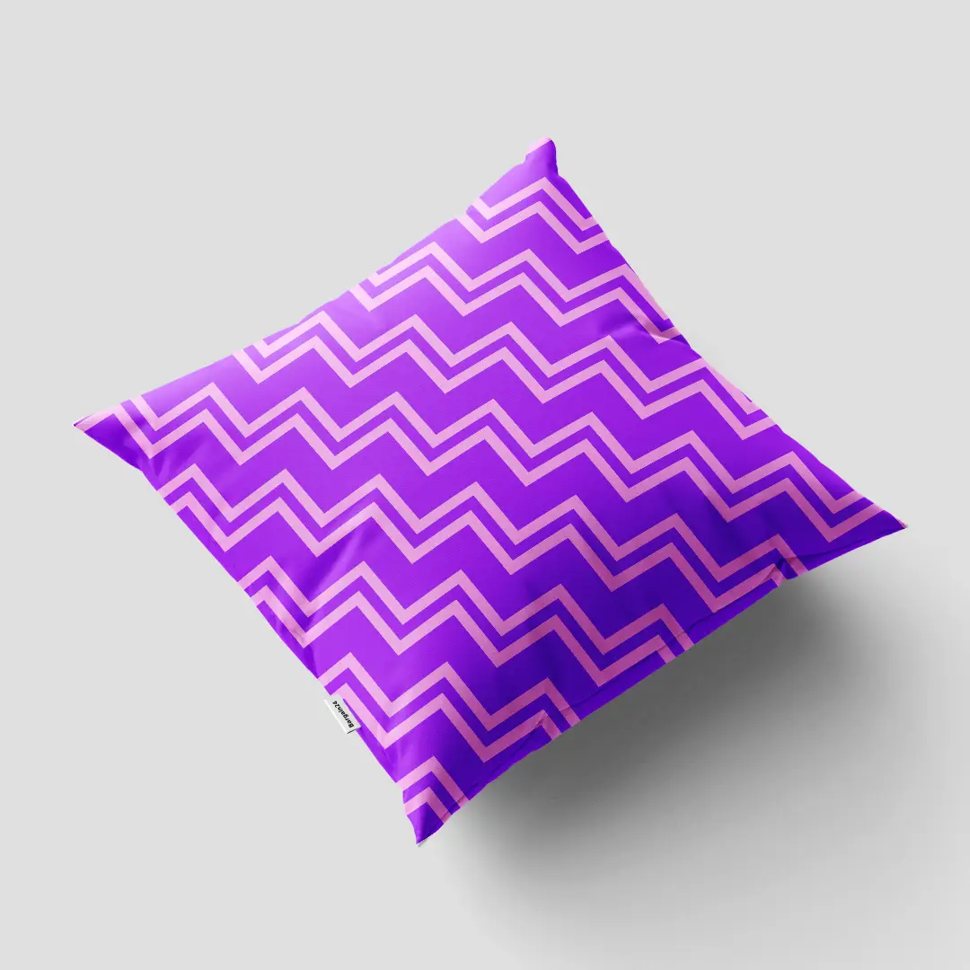 Purple Zig Zag Print Cushion Cover - Image 3