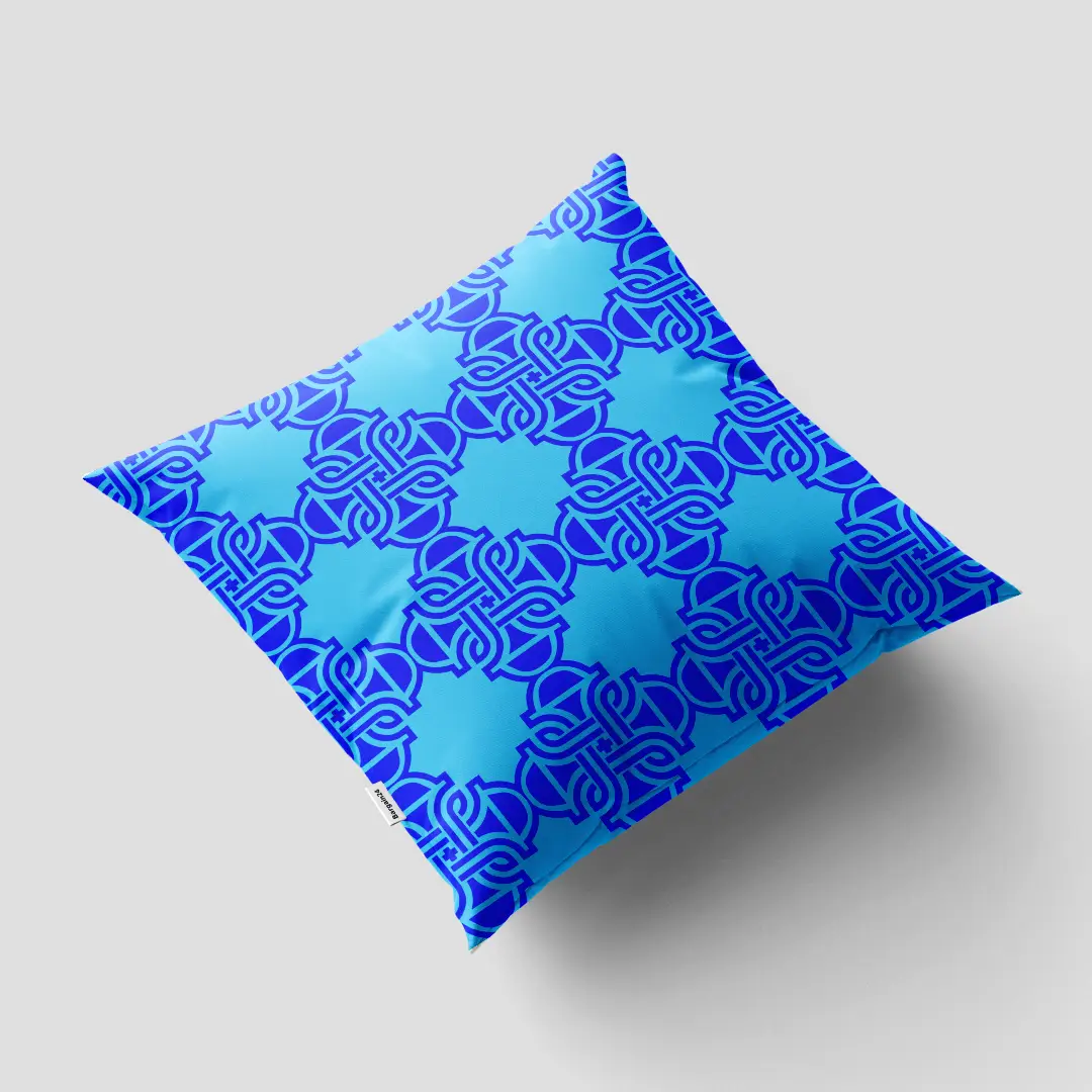Royal Blue Motifs Cushion Cover - Image 3