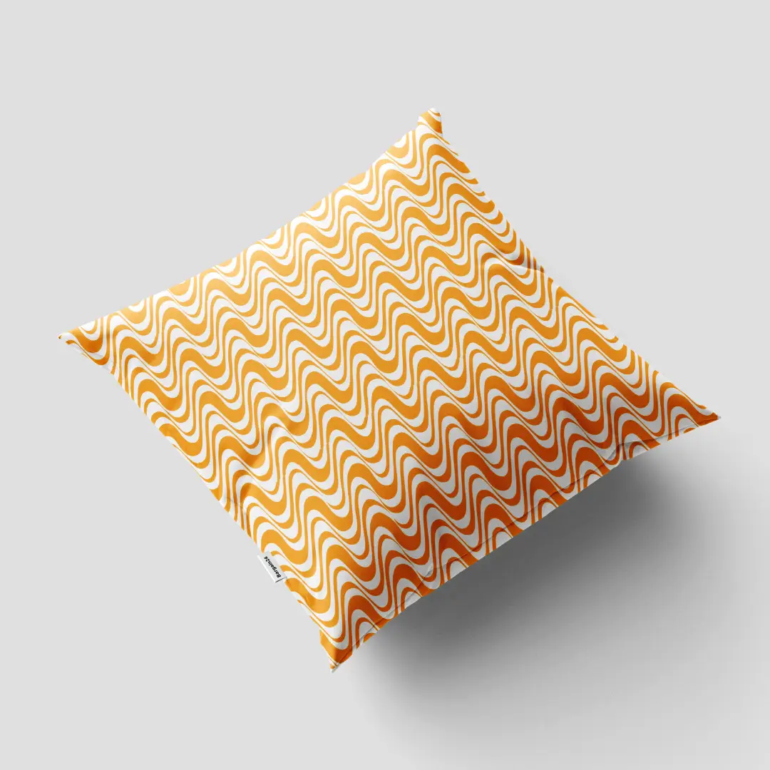Wavy White Orange Cushion Cover - Image 3