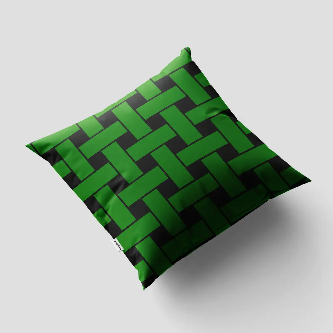 Green Mesh Checkered Colorful Cushion Cover - Image 3