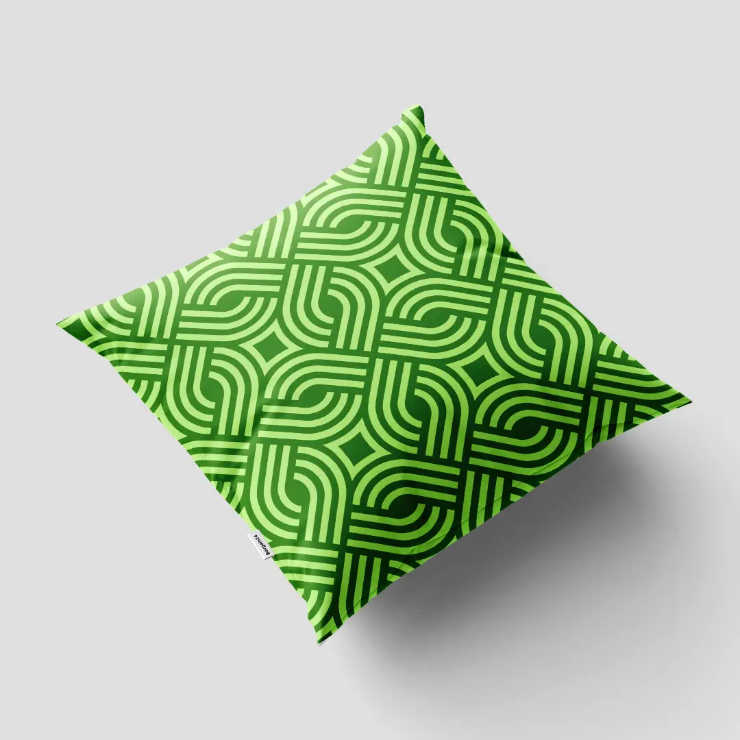 Green Square Maze Poly Lycra Cushion Cover - Image 3