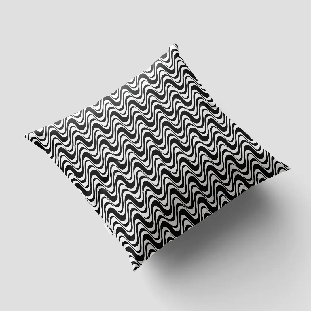 Wave Zig Zag Black White Cushion Cover - Image 3