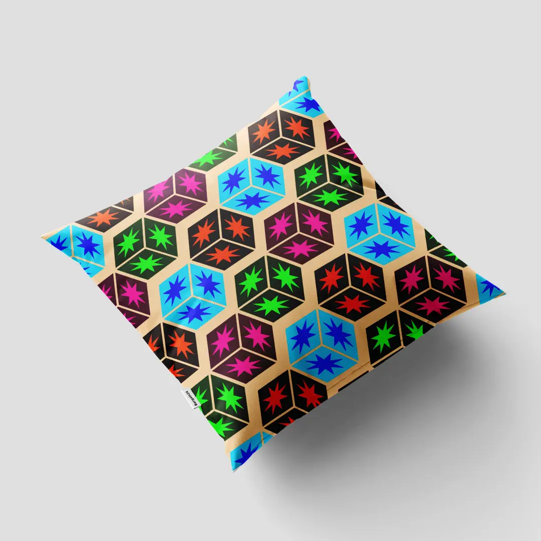 Colorful Squares Print Cushion Cover - Image 3