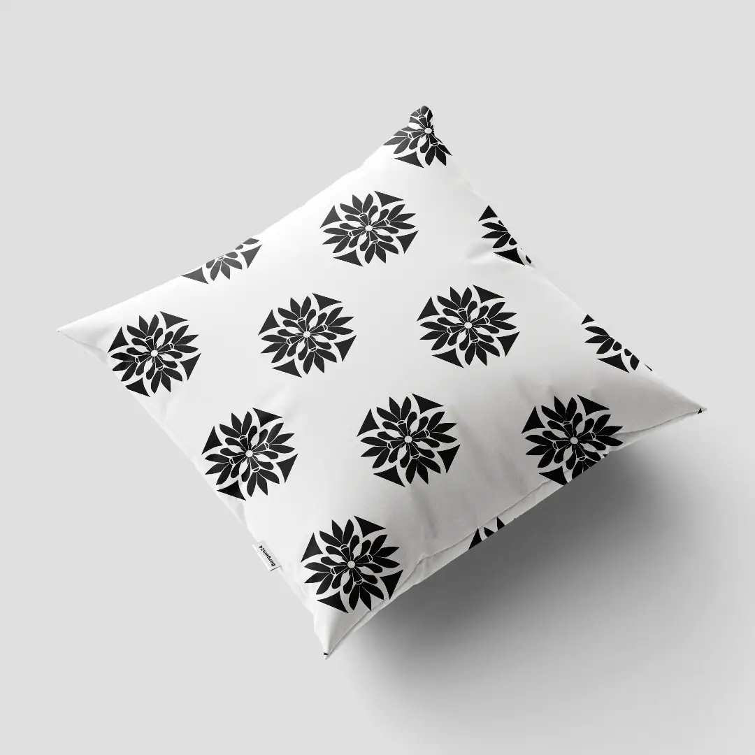 Simple White And Flowers Design Cushion Cover - Image 3