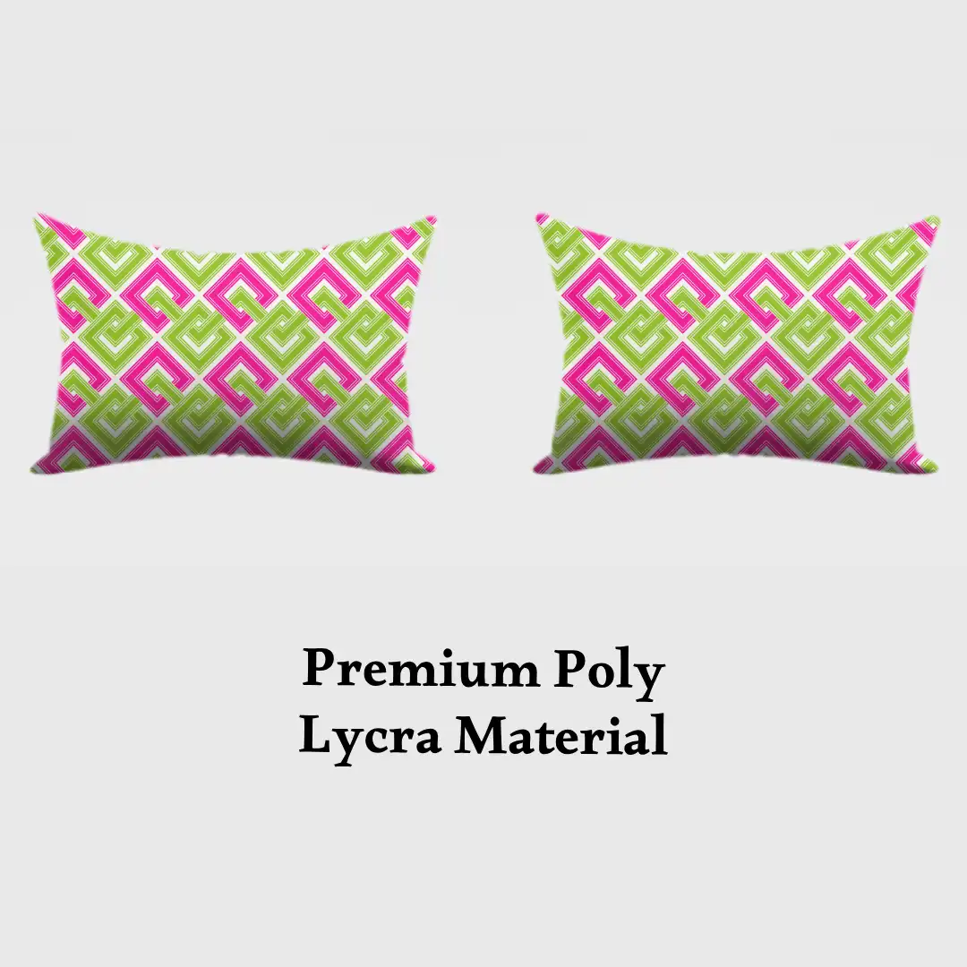 Green Pink Squares Pillow Cover - Image 3