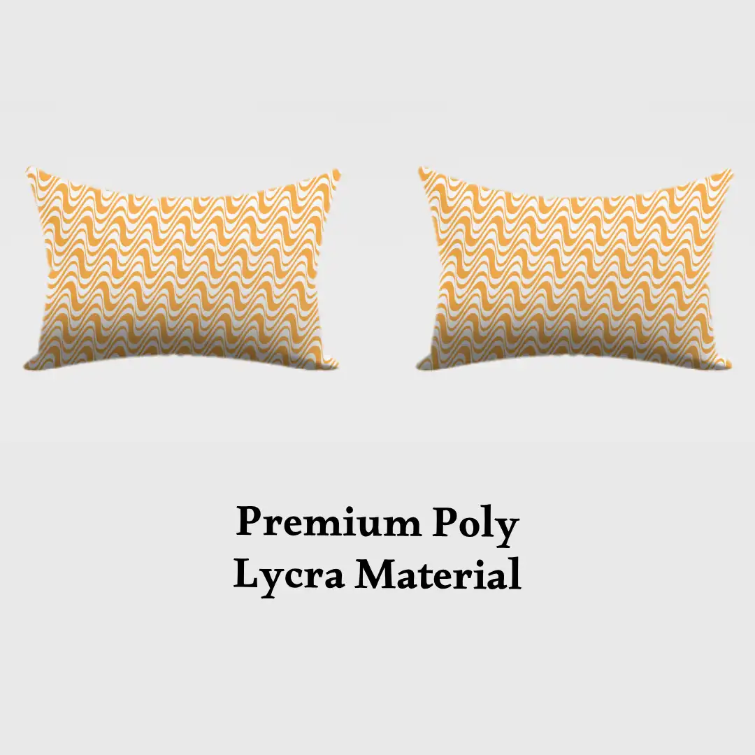 Wavy White Orange Pillow Cover - Image 3