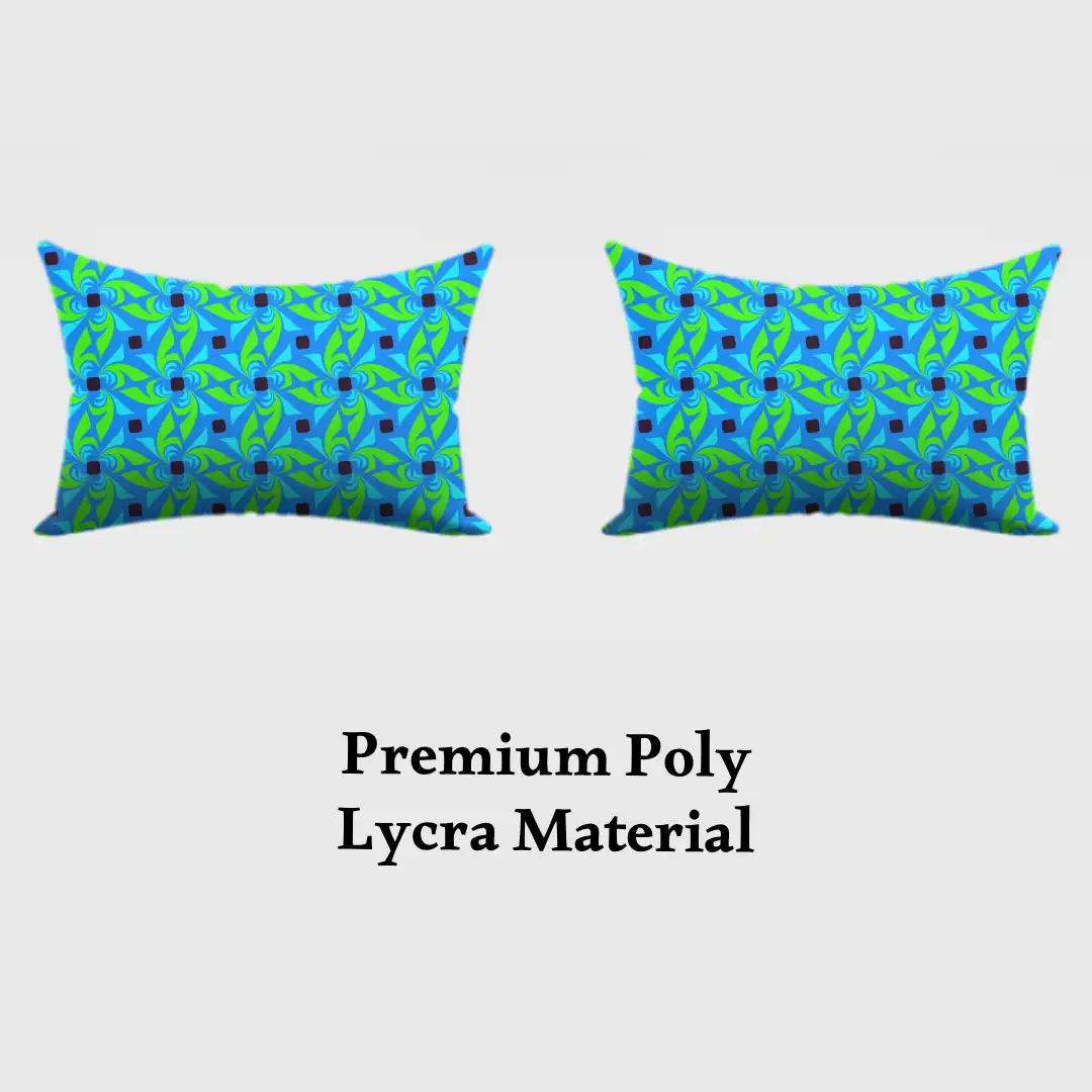 Lime Green With Navy Blue Pattern Pillow Cover - Image 3