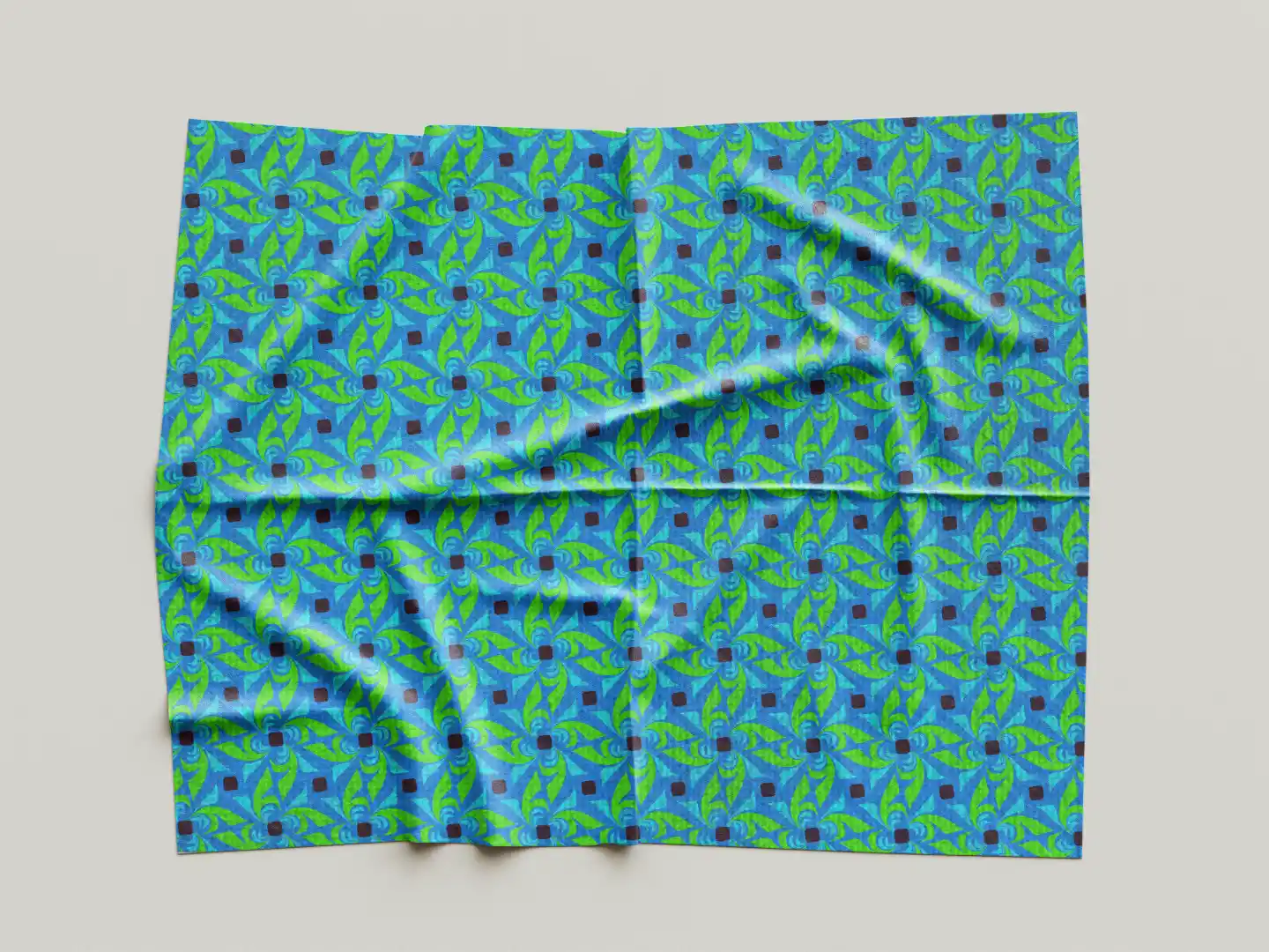 Lime Green With Navy Blue Pattern Table Placemats - Pack Of Four - Image 3