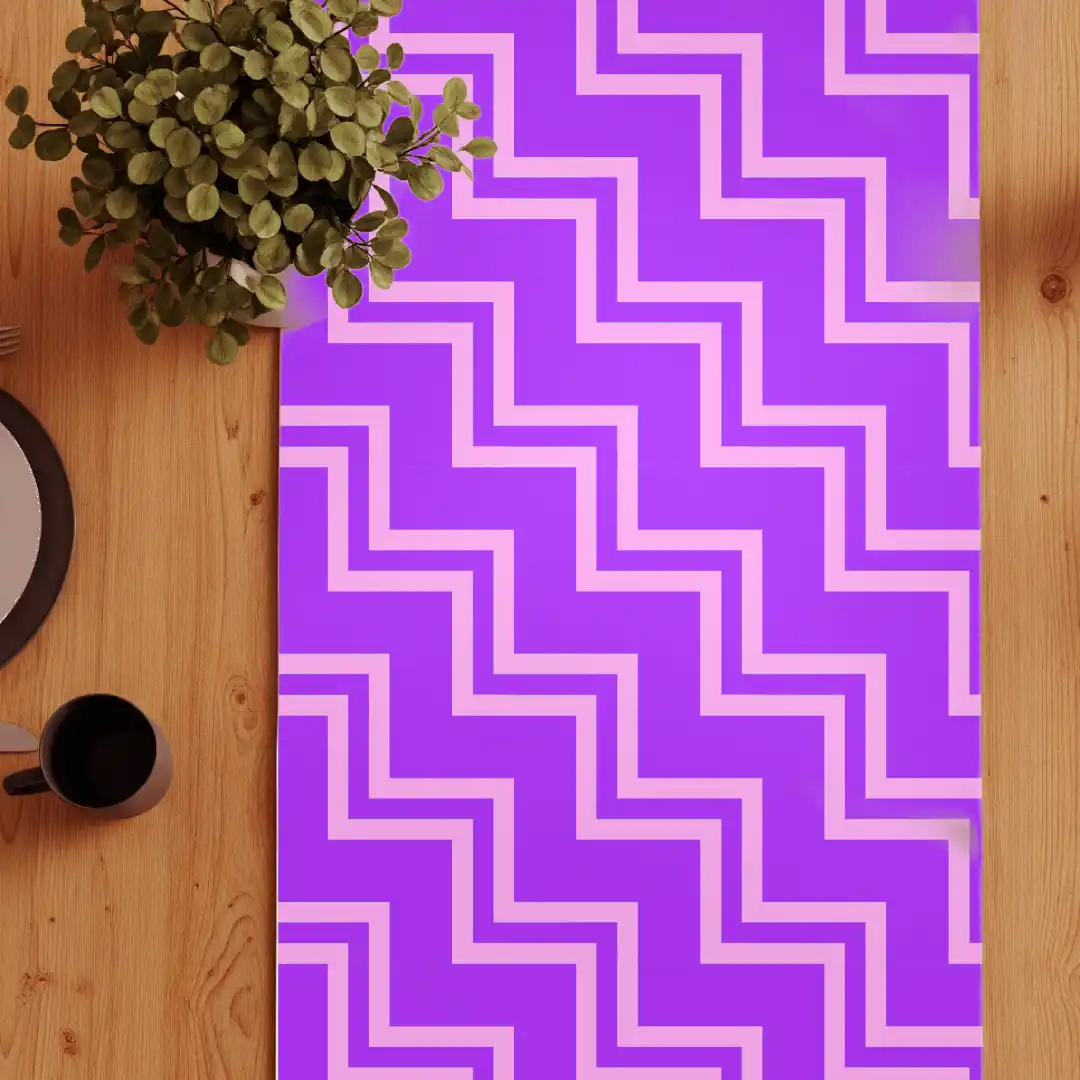 Purple Zig Zag Print Dining Table Runner - Image 3