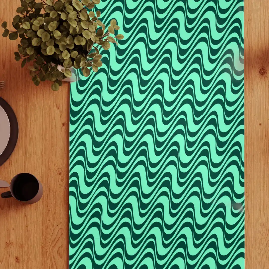 Wavy Greenish Exquisite Table Runner - Image 3