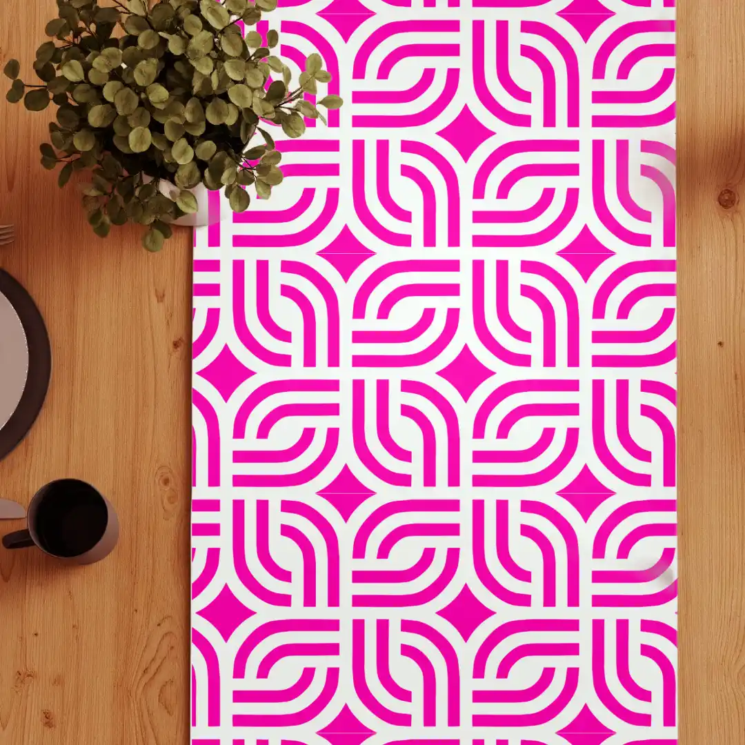 Pink White Table Runner - Image 3