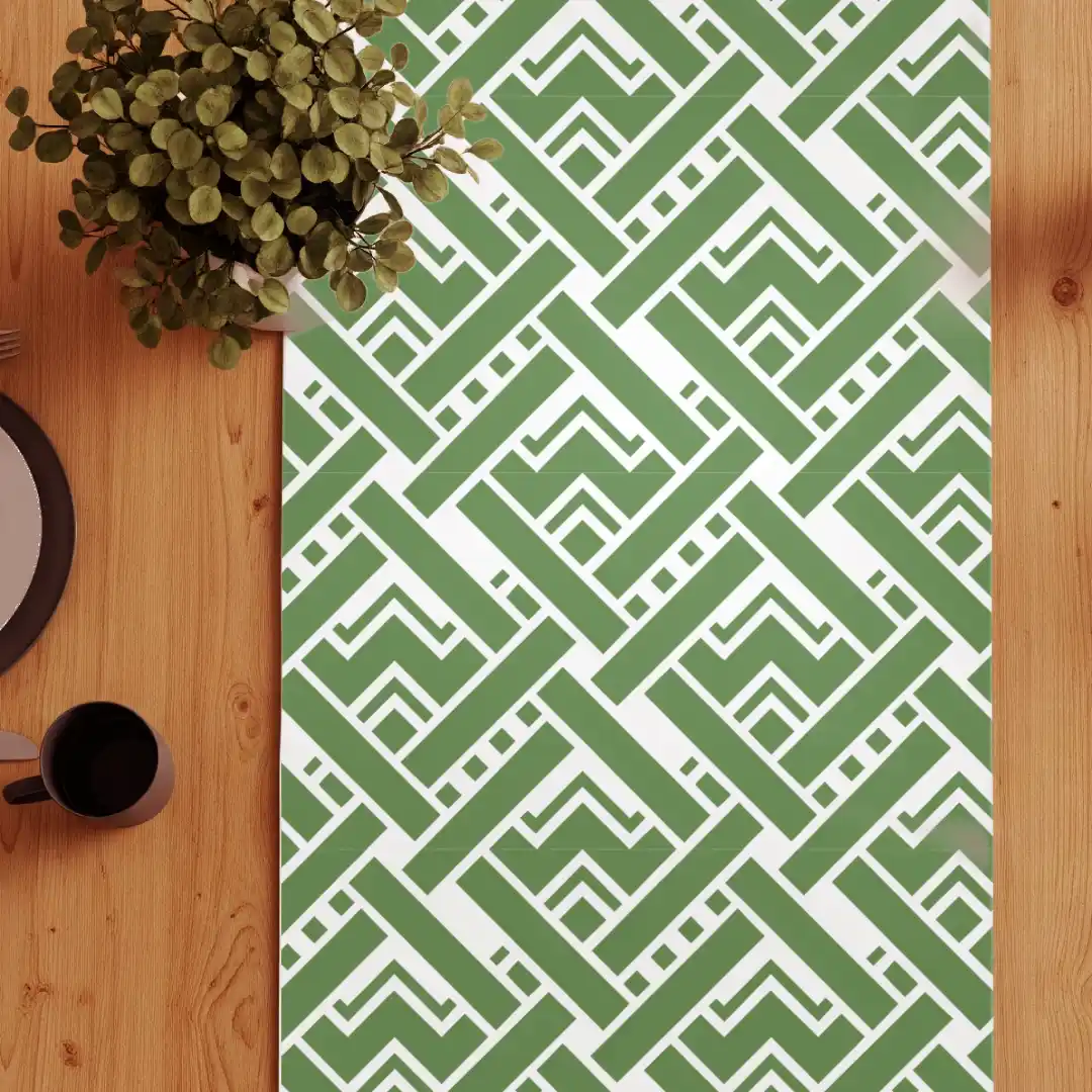 Geometric Green Table Runner - Image 3