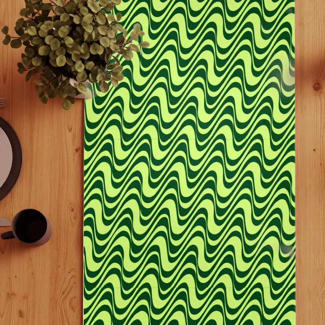 Zigzag Wavy Green Stylish Table Runner - Image 3