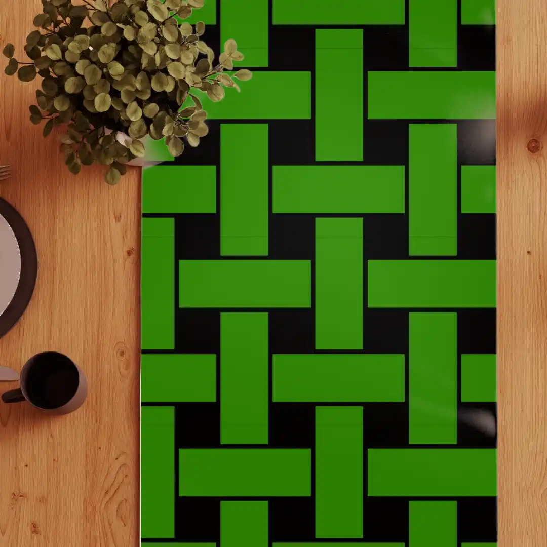 Green Mesh Checkered Stylish Table Runner - Image 3