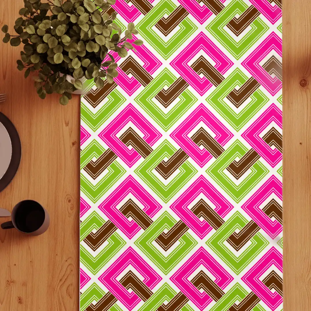 Geometric Squares Stylish Dining Table Runner - Image 3