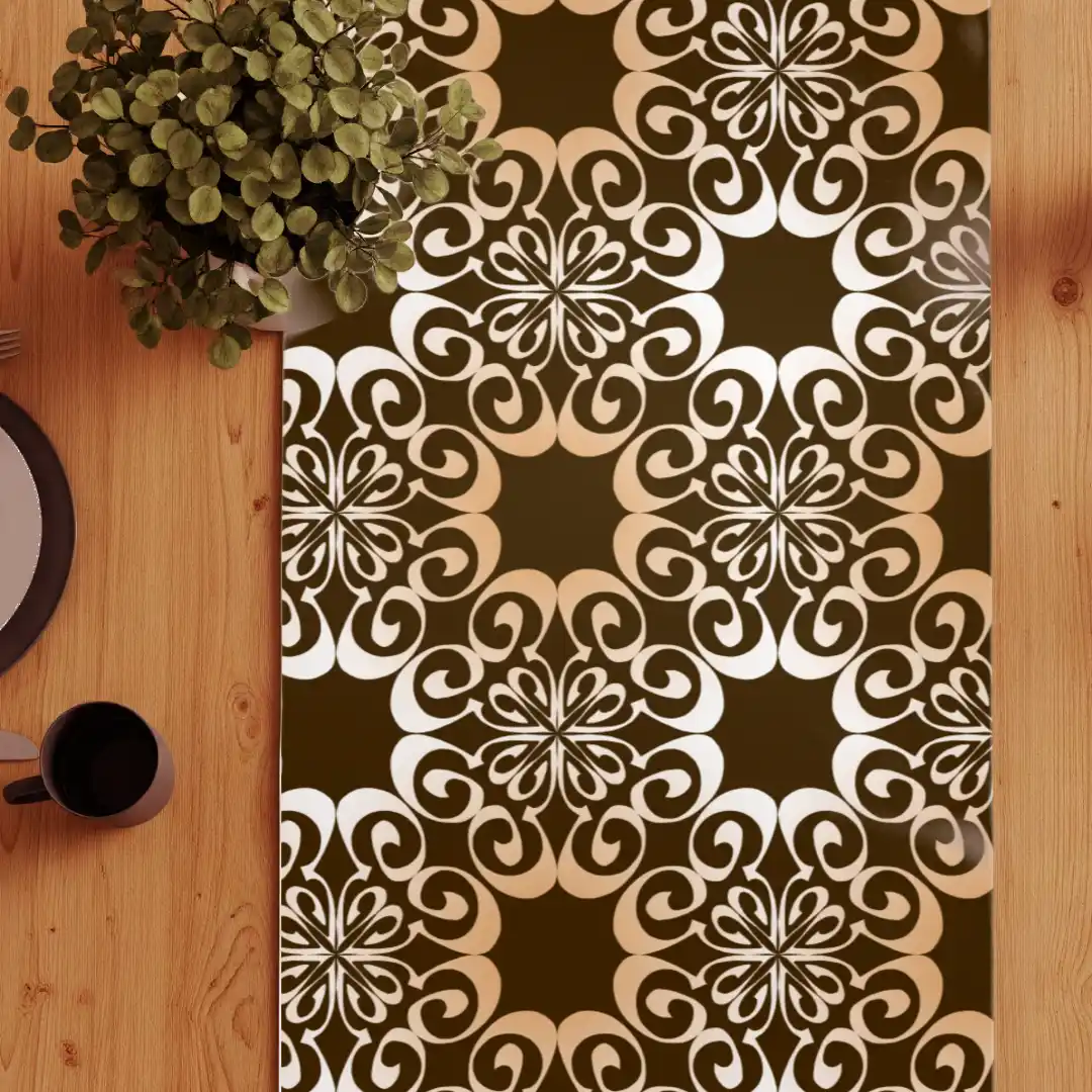 Coffee Color Floral Dining Table Runner - Image 3