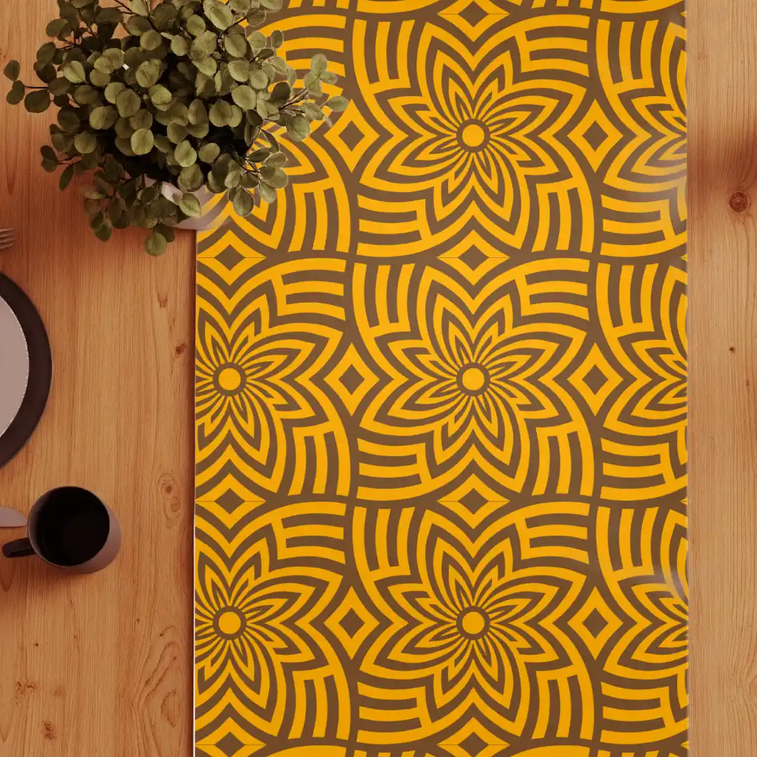 Golden Flowers Dining Table Runner - Image 3