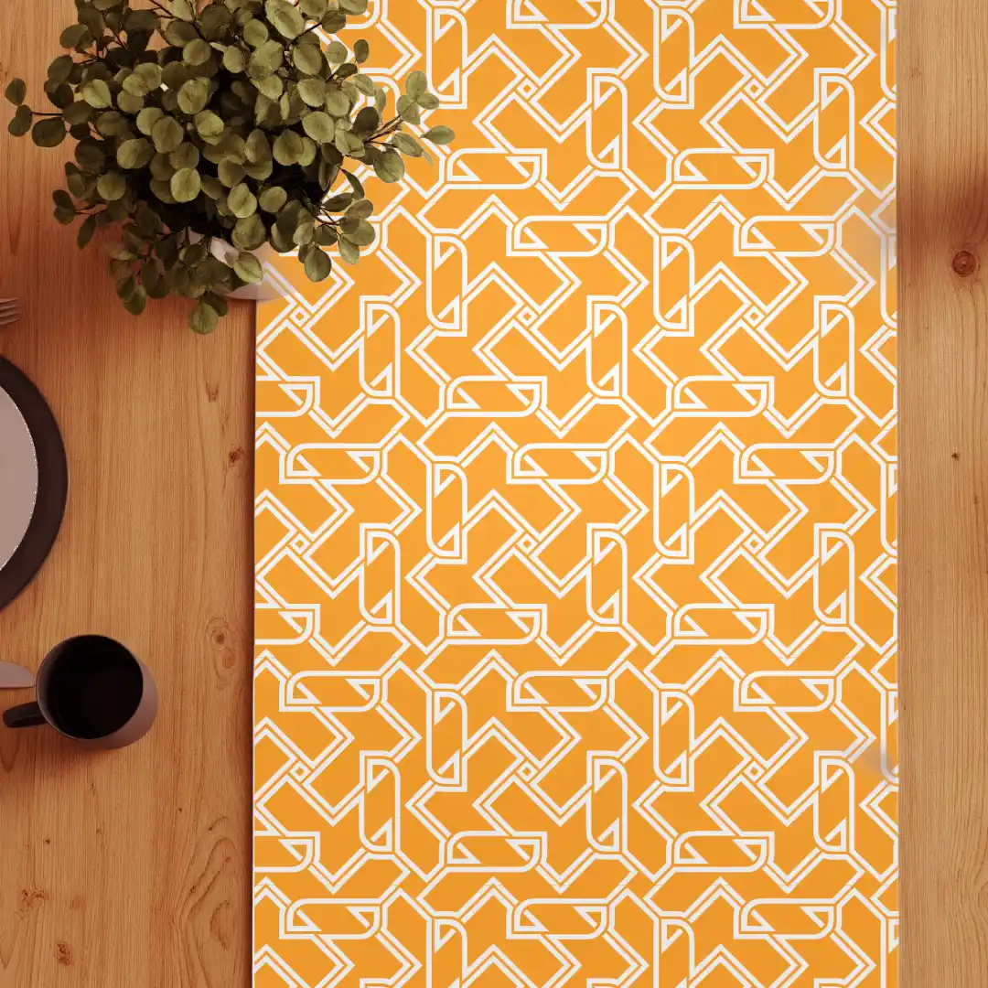 Digital Geometric Saffron Table Runner - Image 3