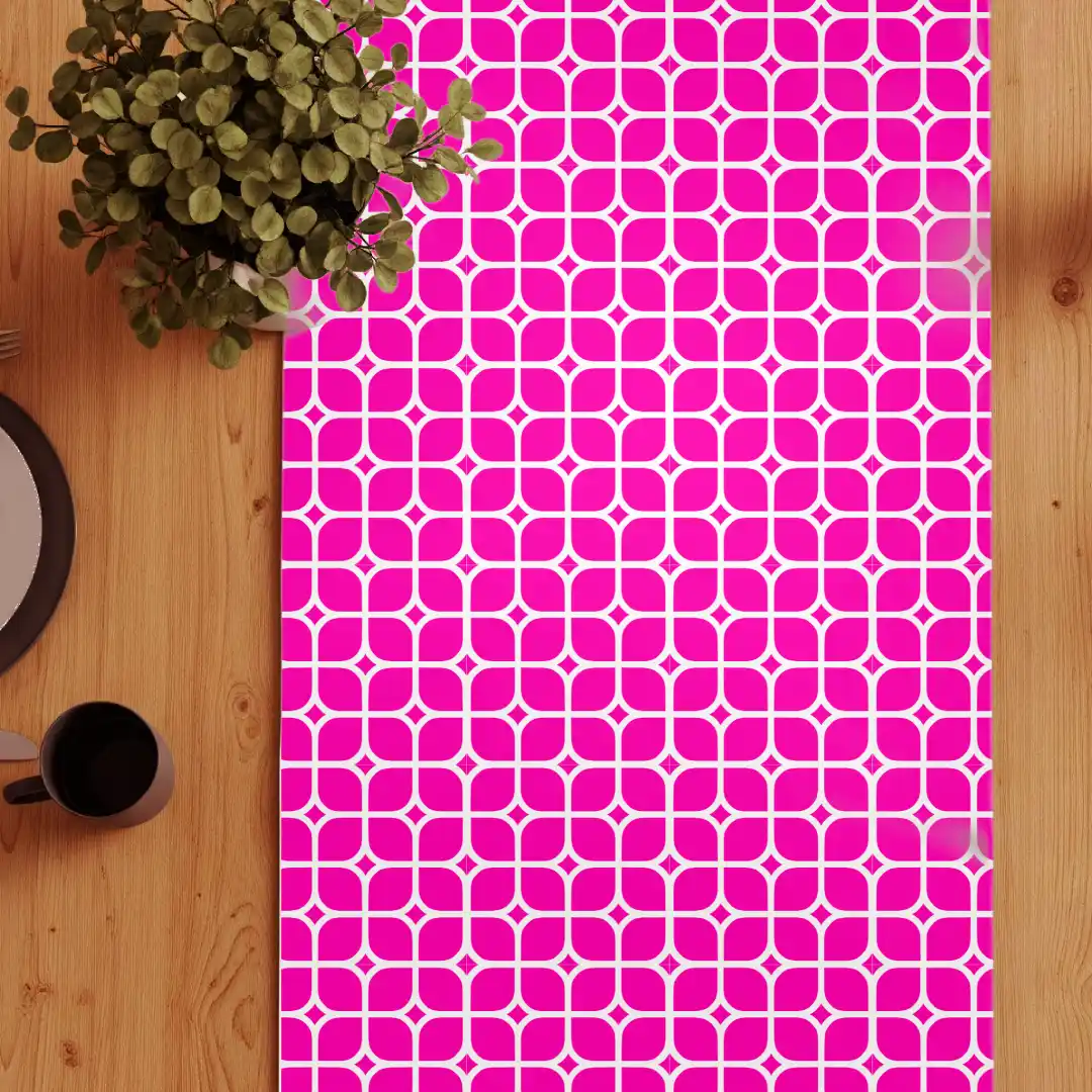 Pink White Square Table Runner - Image 3