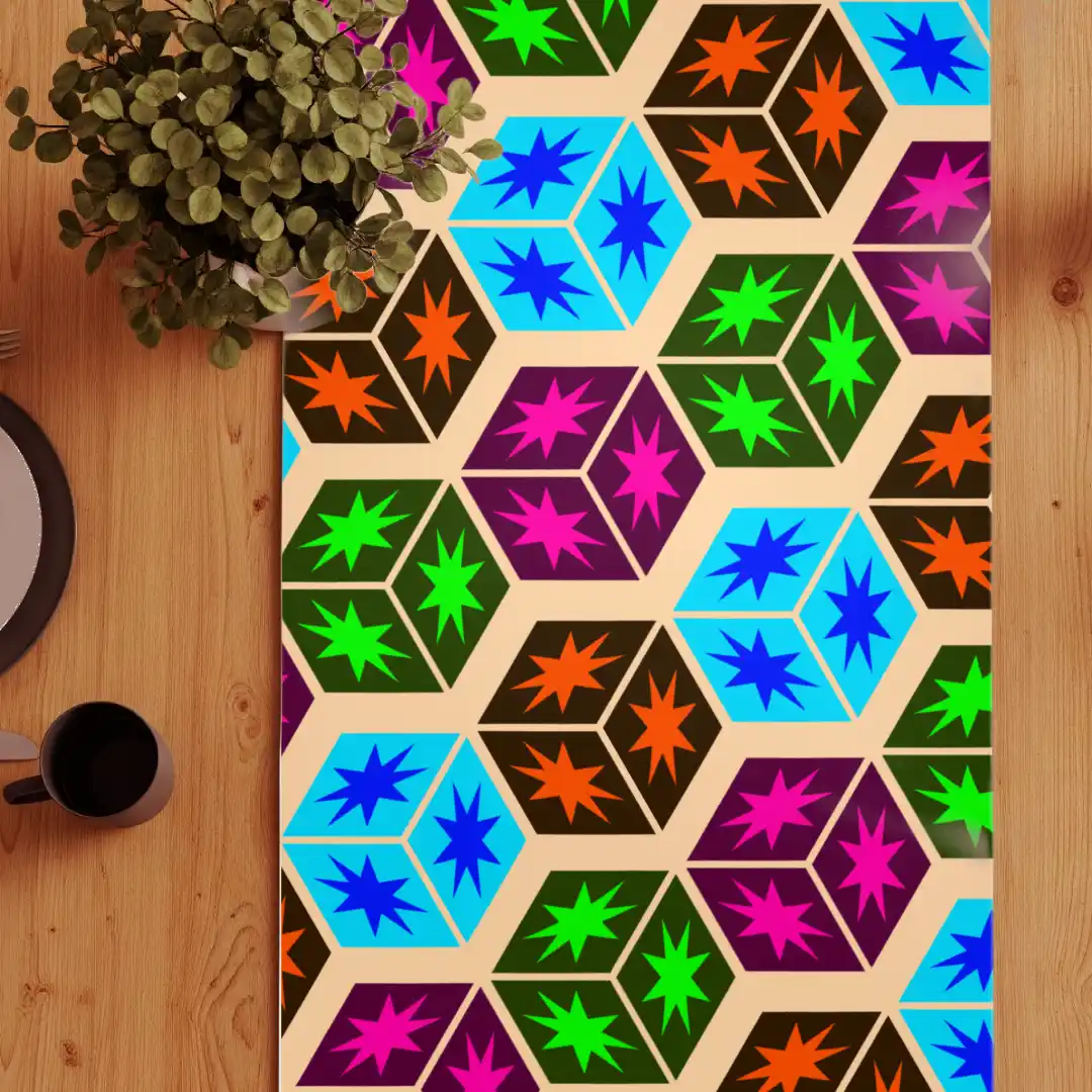 Stylish Squares Print Table Runner - Image 3