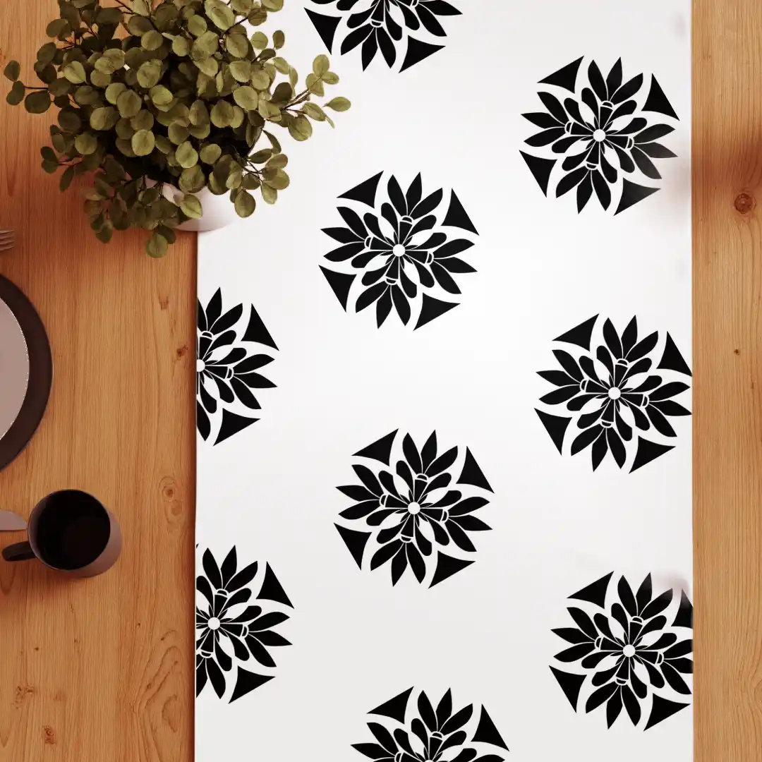 Simple White And Flowers Design Table Runner - Image 3