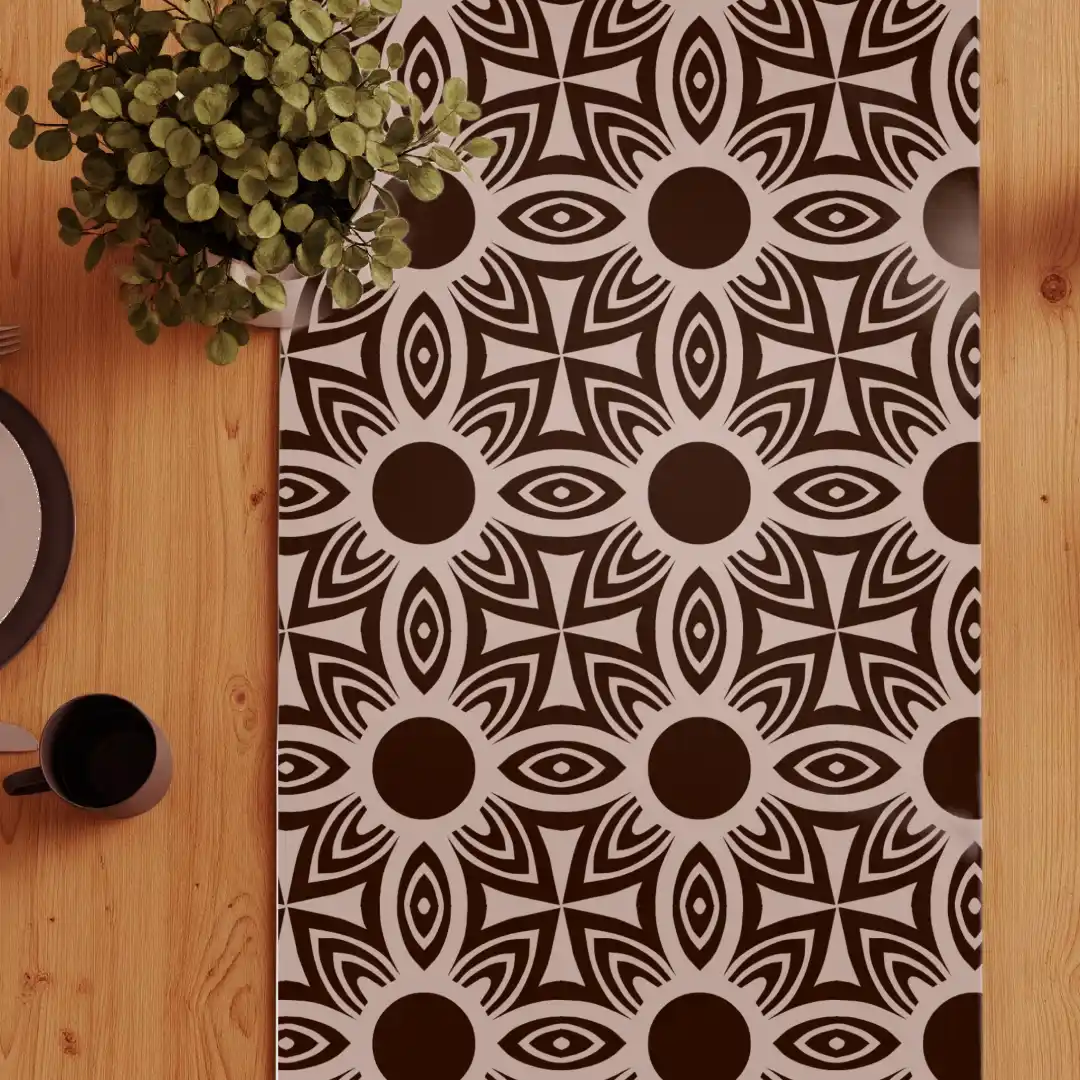 Coffee Color Floral Table Runner - Image 3