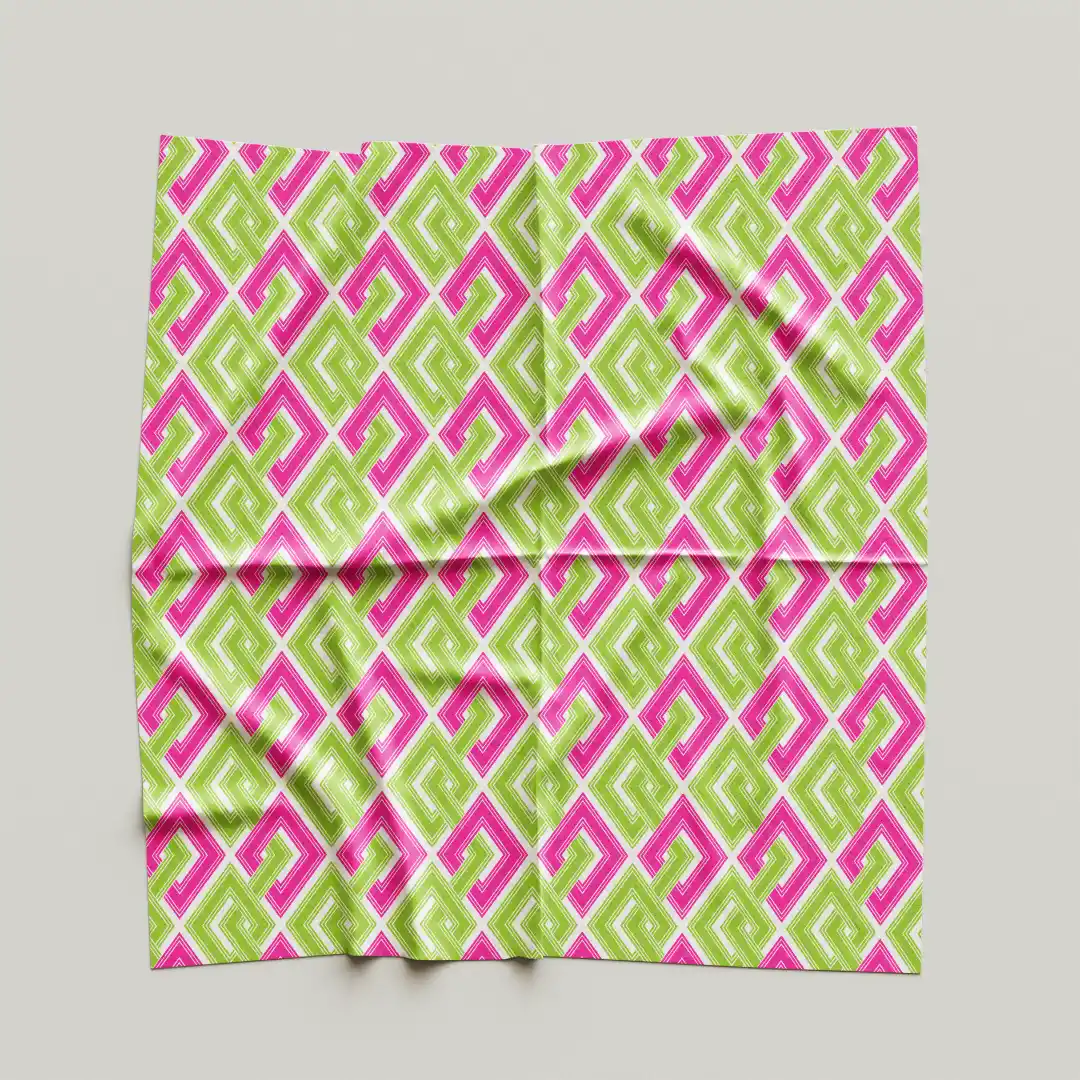 Green Pink Squares Dining Table Cloth Napkin Pack Of Four - Image 4
