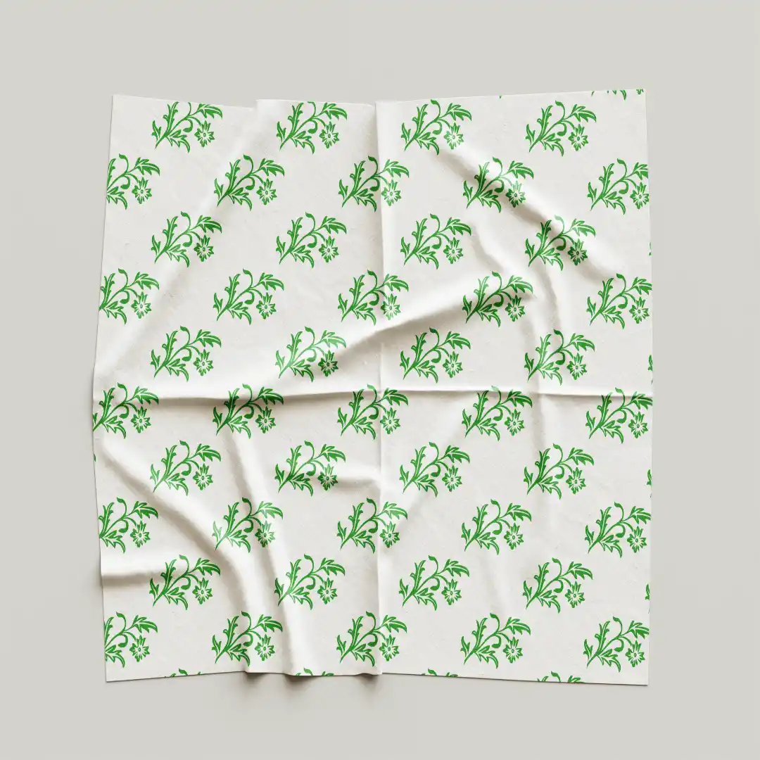 White Green Floral Cloth Napkin Pack Of Four - Image 4