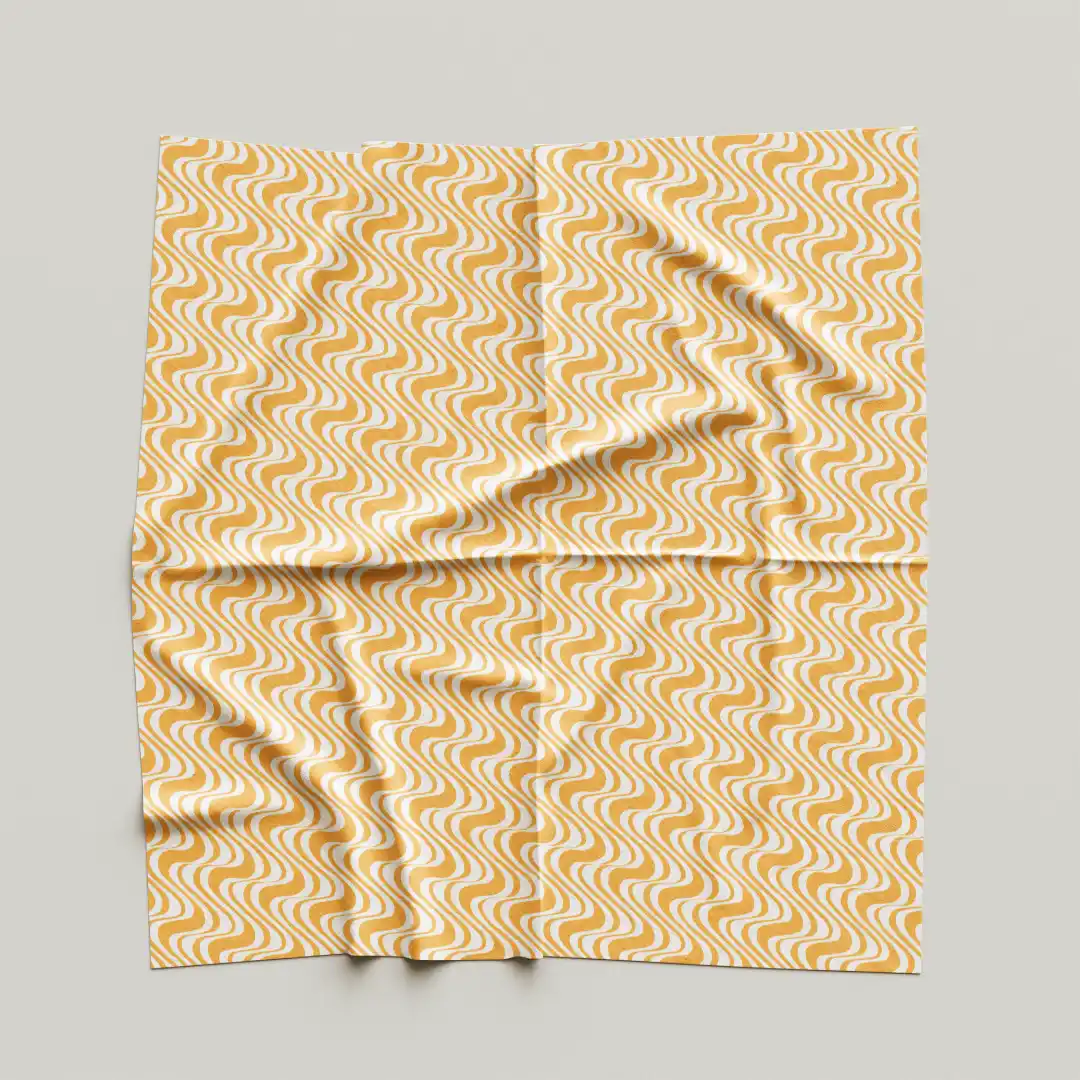 Wavy White Orange Cloth Napkin Pack Of Four - Image 4