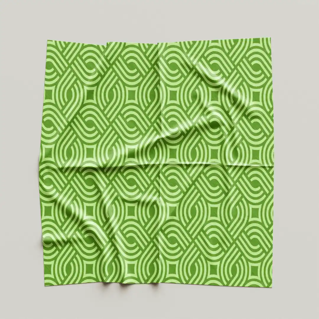Green Square Maze Poly Lycra Dining Table Cloth Napkin Pack Of Four - Image 4