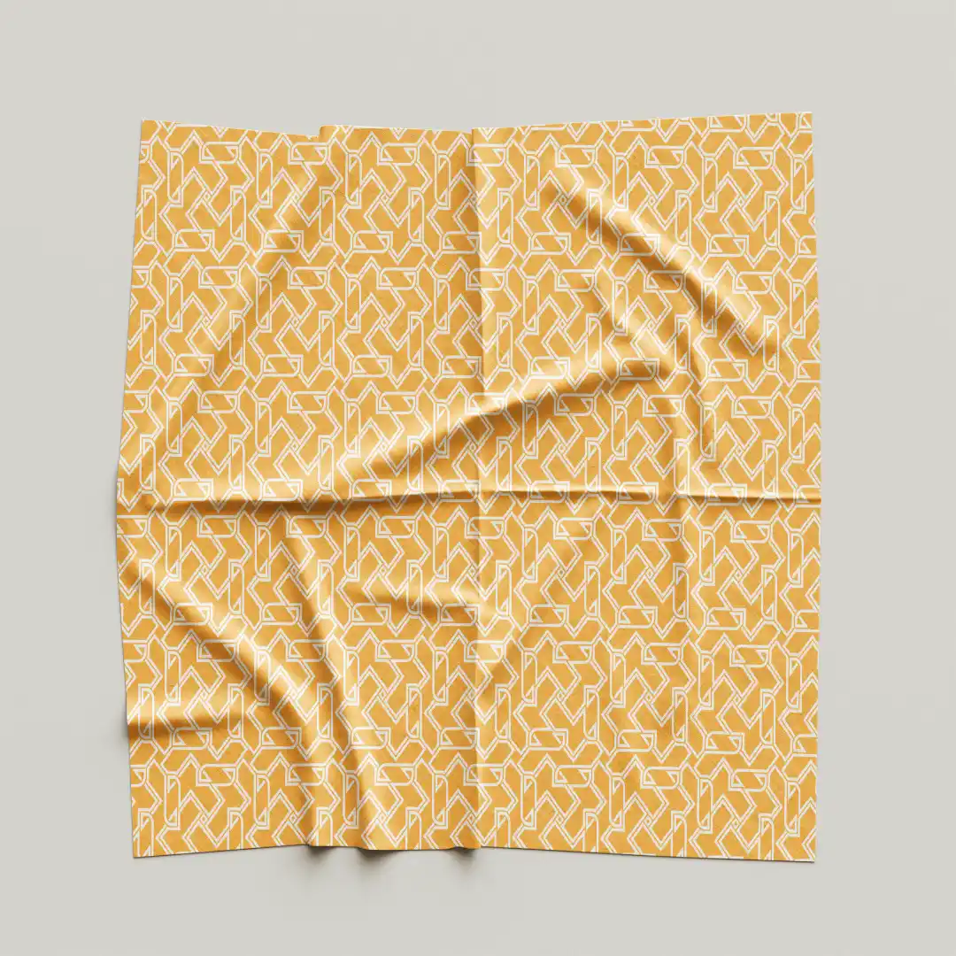 Digital Geometric Saffron Cloth Napkin Pack Of Four - Image 4