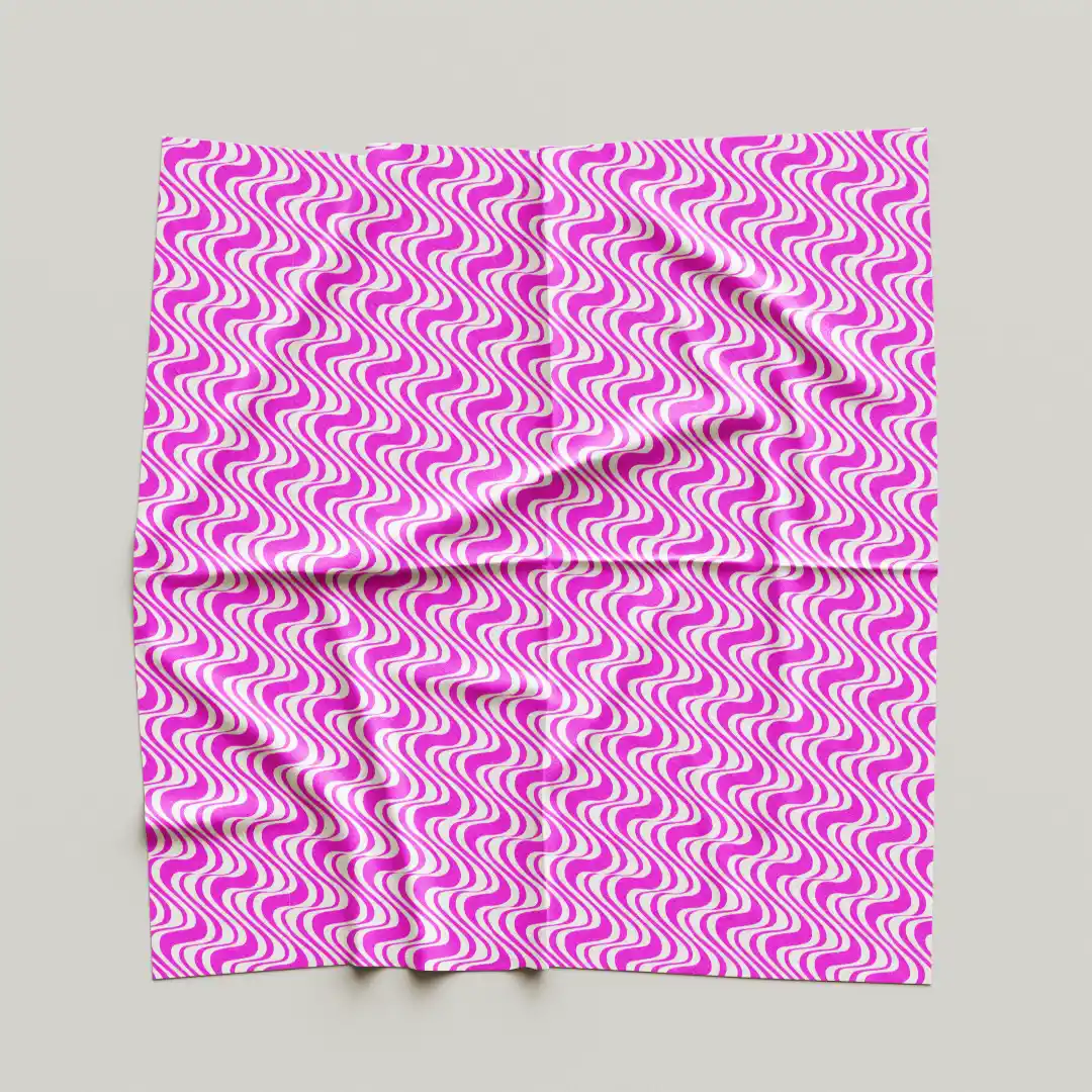 Pink White Zig Zag Waves Dining Table Cloth Napkin Pack Of Four - Image 4