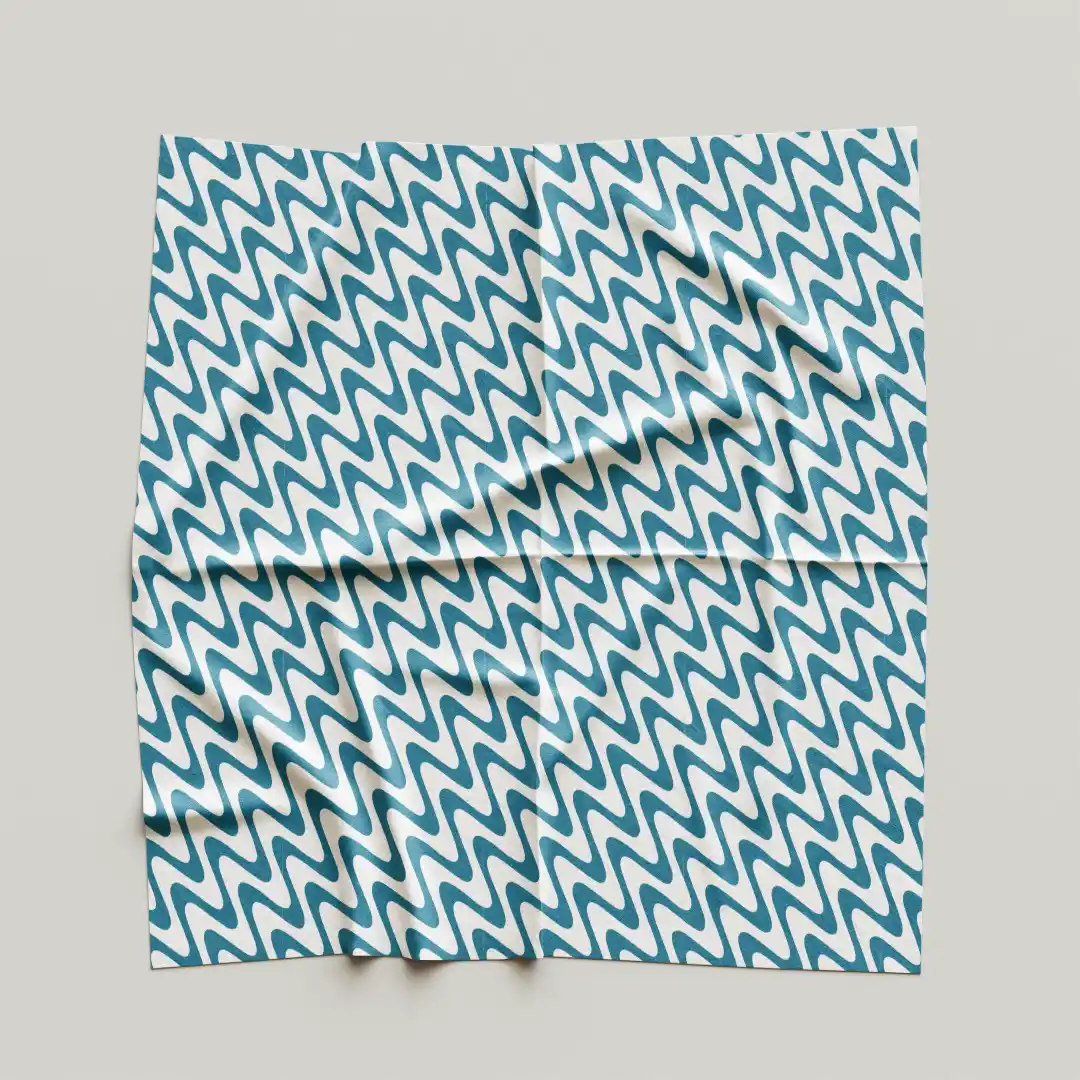 Zig Zag Print White Teal Color Cloth Napkin Pack Of Four - Image 4
