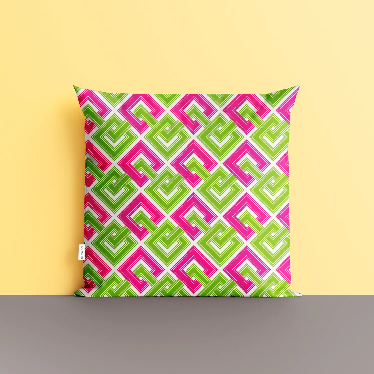Green Pink Squares Cushion Cover - Image 4