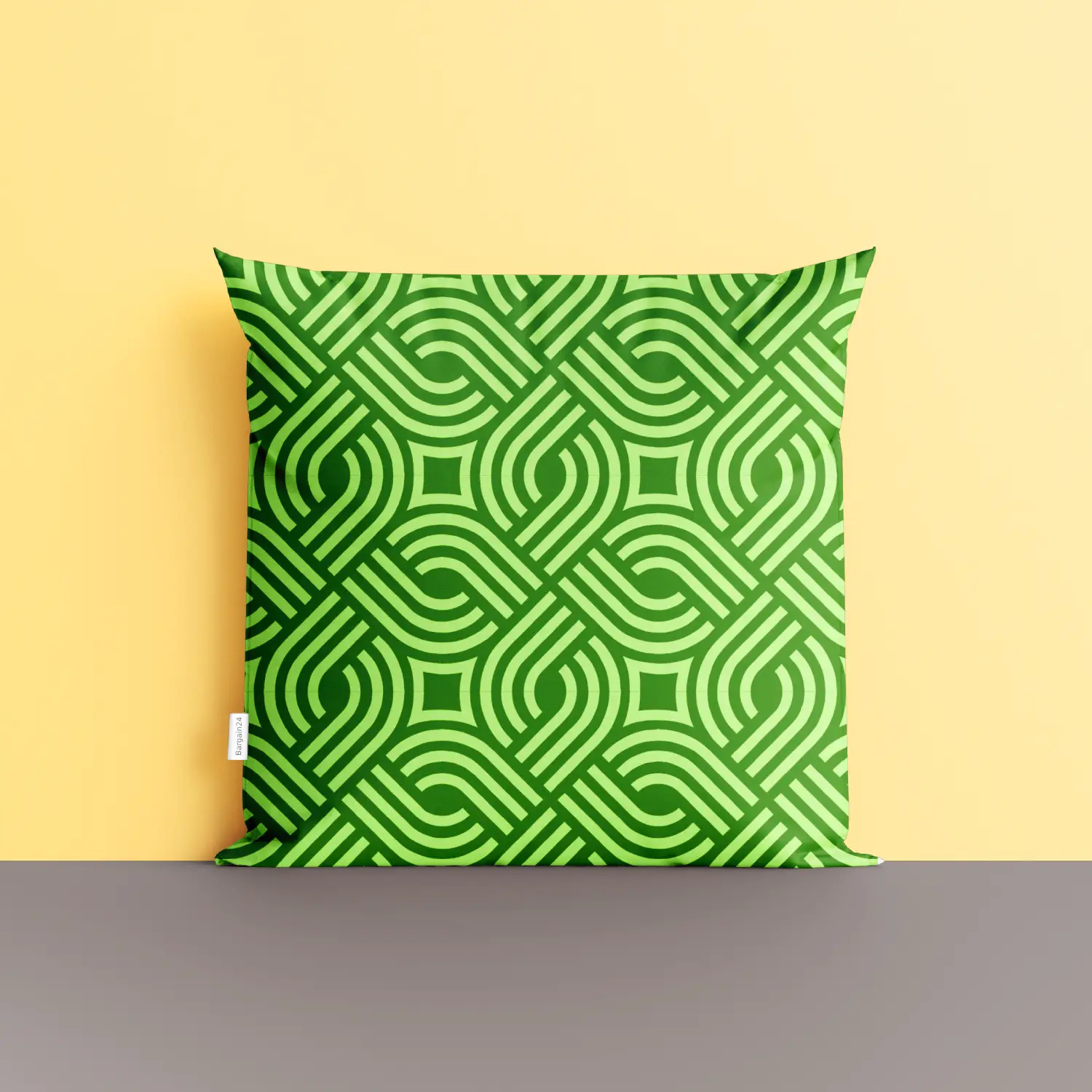 Green Square Maze Poly Lycra Cushion Cover - Image 4