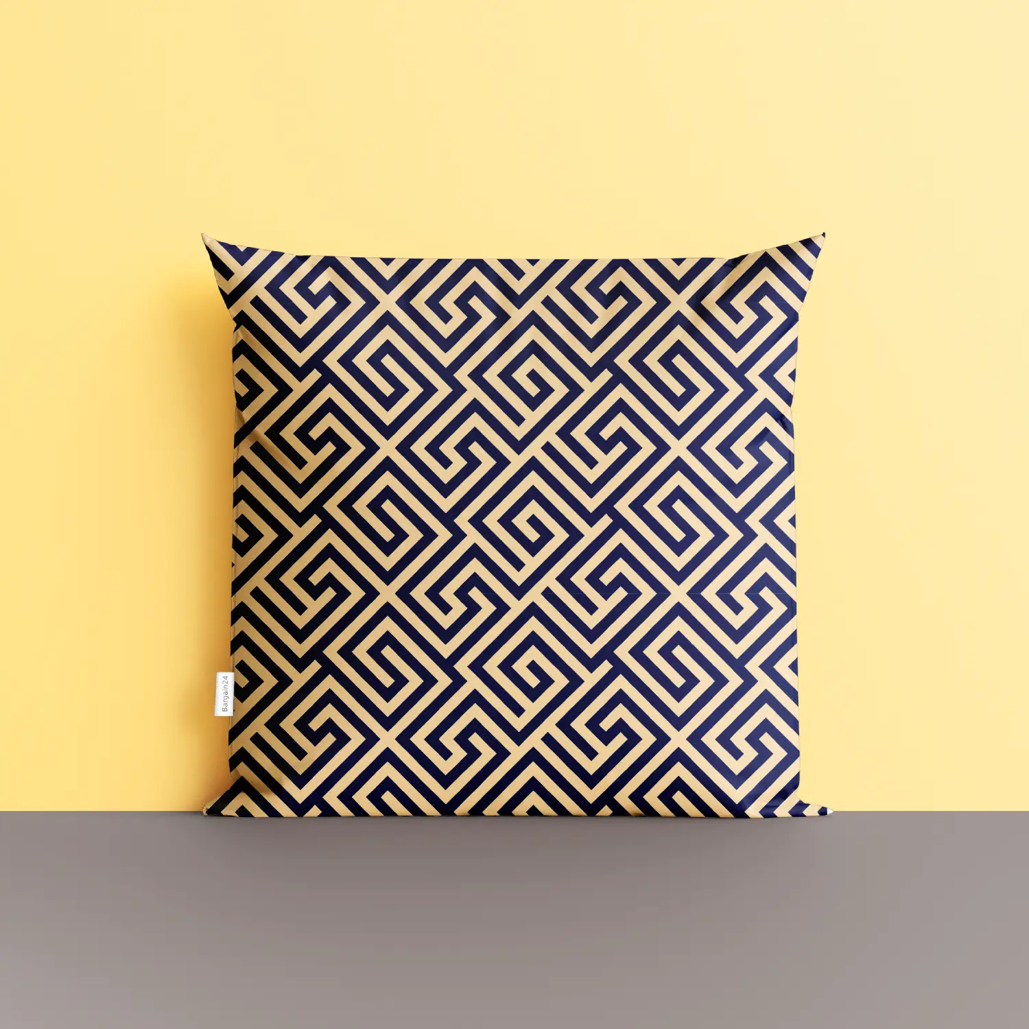 Maze Yellow Navy Blue Cushion Cover - Image 4
