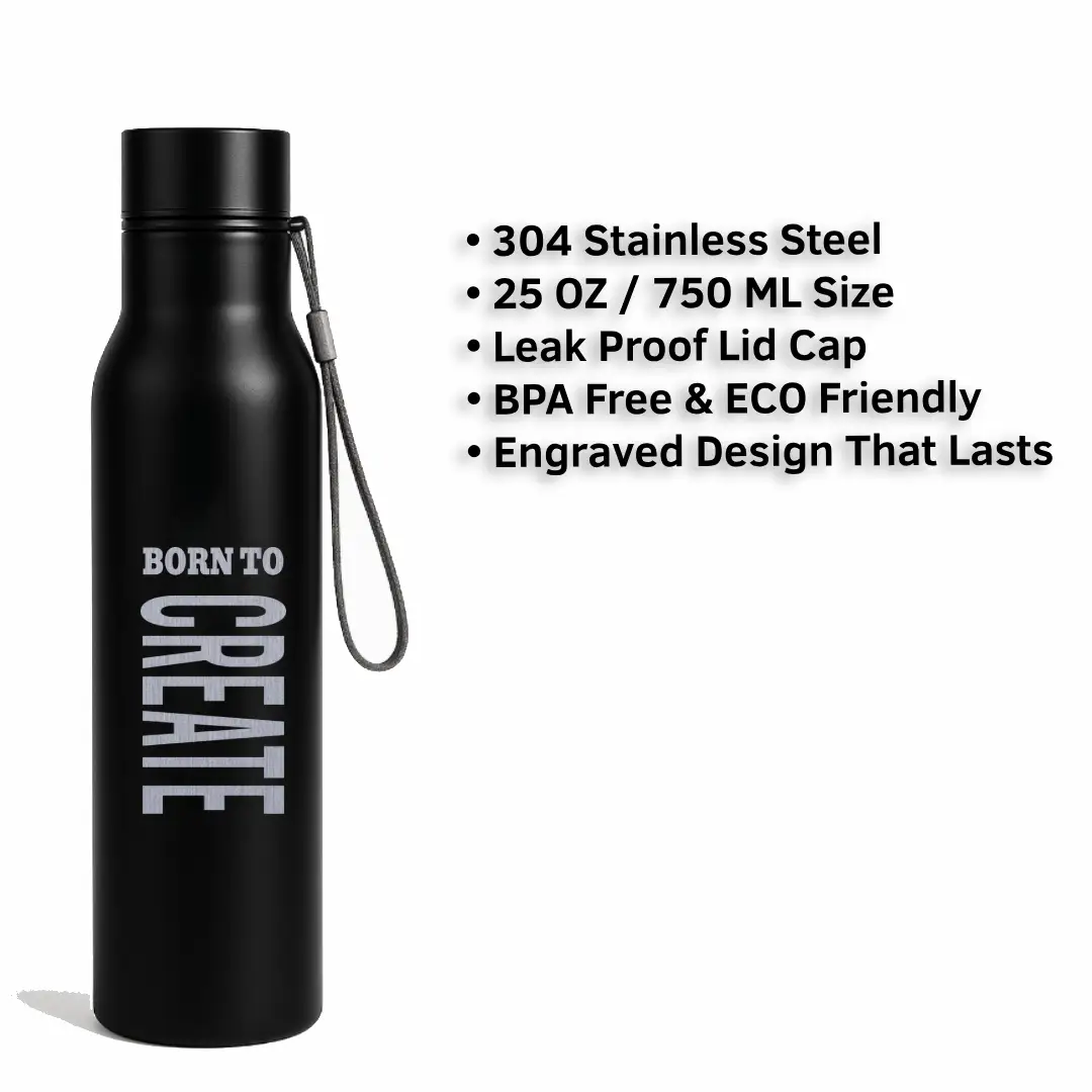 Born To Create Black SS Water Bottle - Image 3