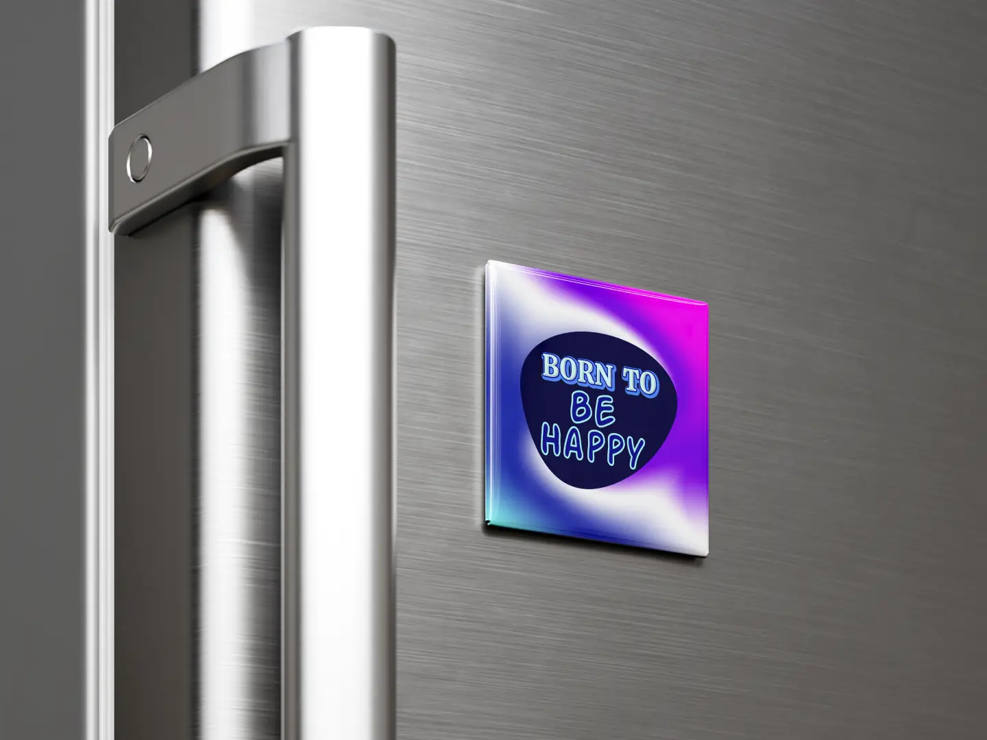 Born To Be Happy Square Fridge Magnet - Image 2