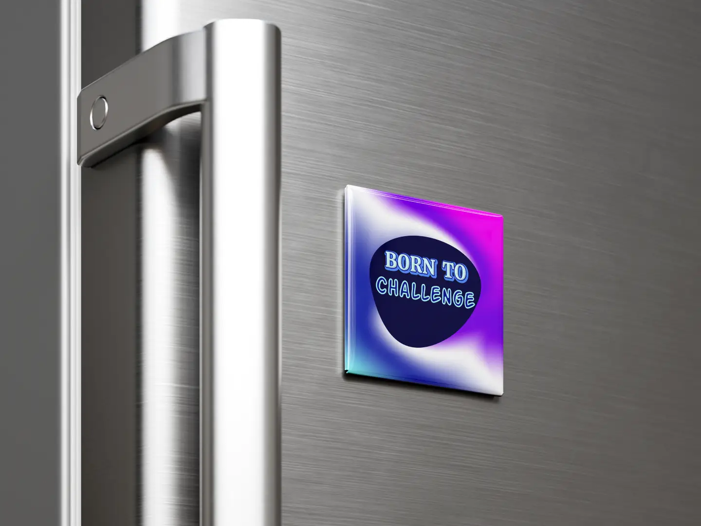 Born To Challenge Square Fridge Magnet - Image 2