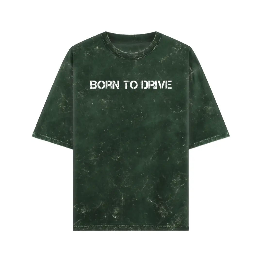 Born To Drive Acid Washed Oversized T-shirt