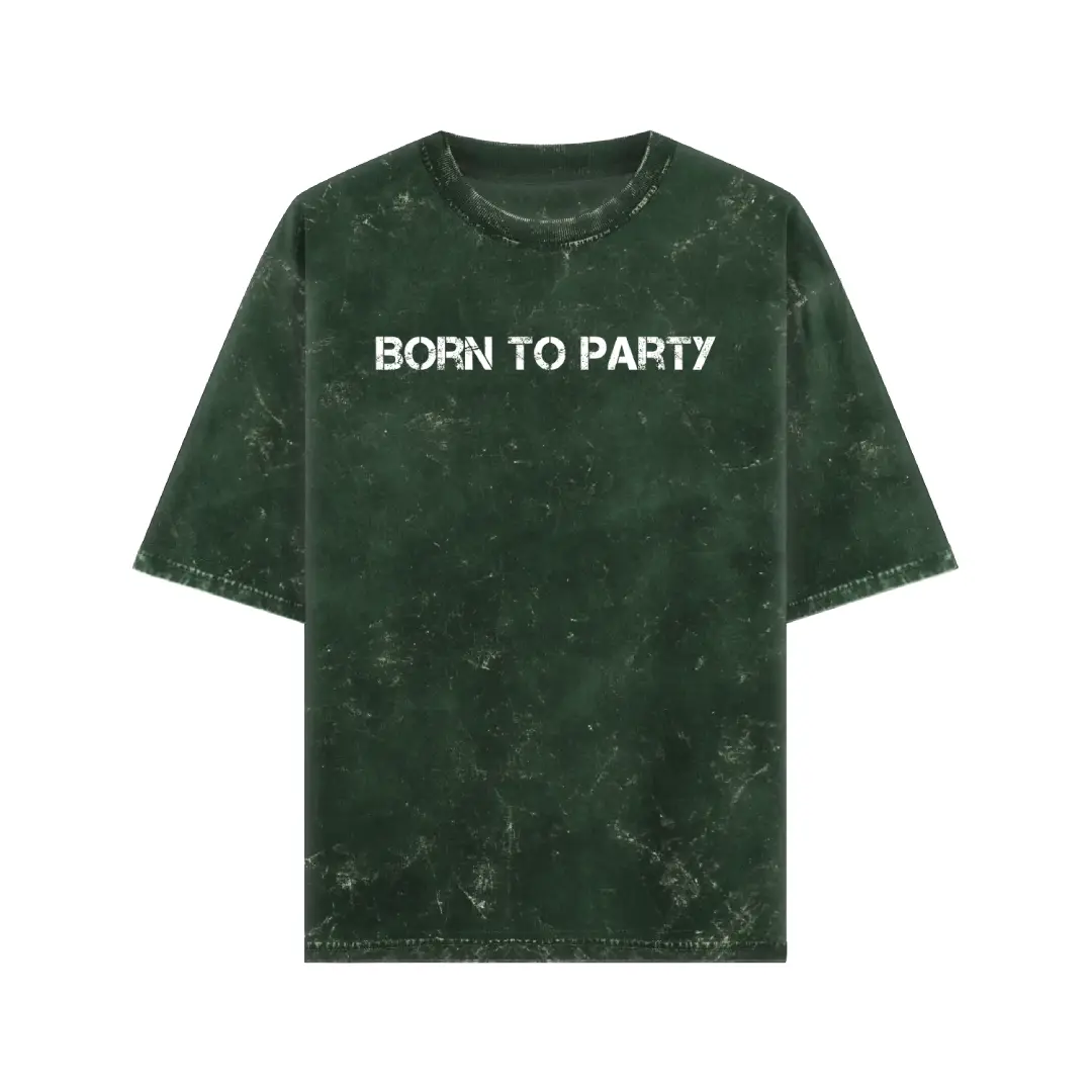Born To Party Acid Washed Oversized T-shirt - Image 5