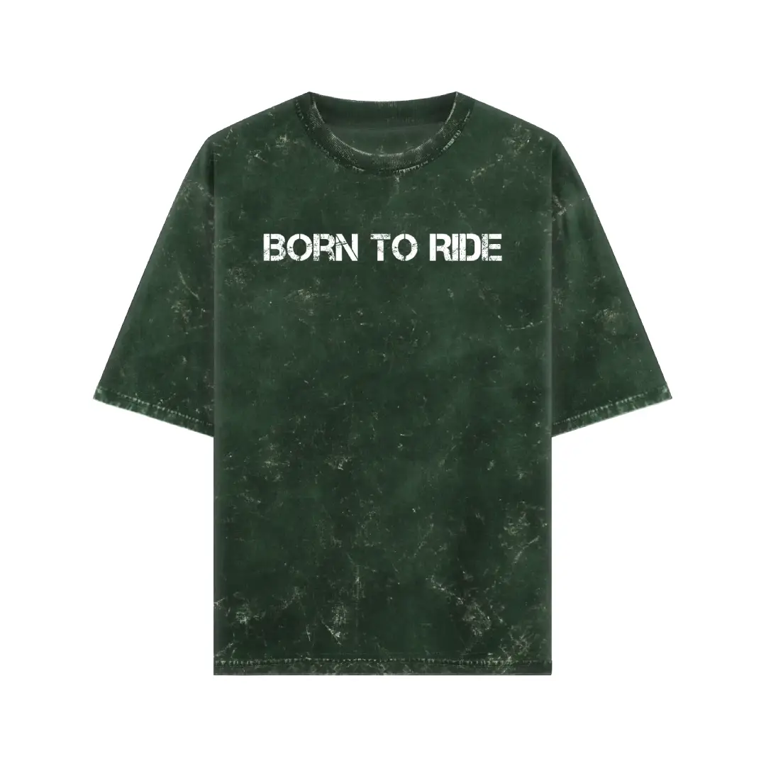 Born To Ride Acid Washed Oversized T-shirt - Image 5