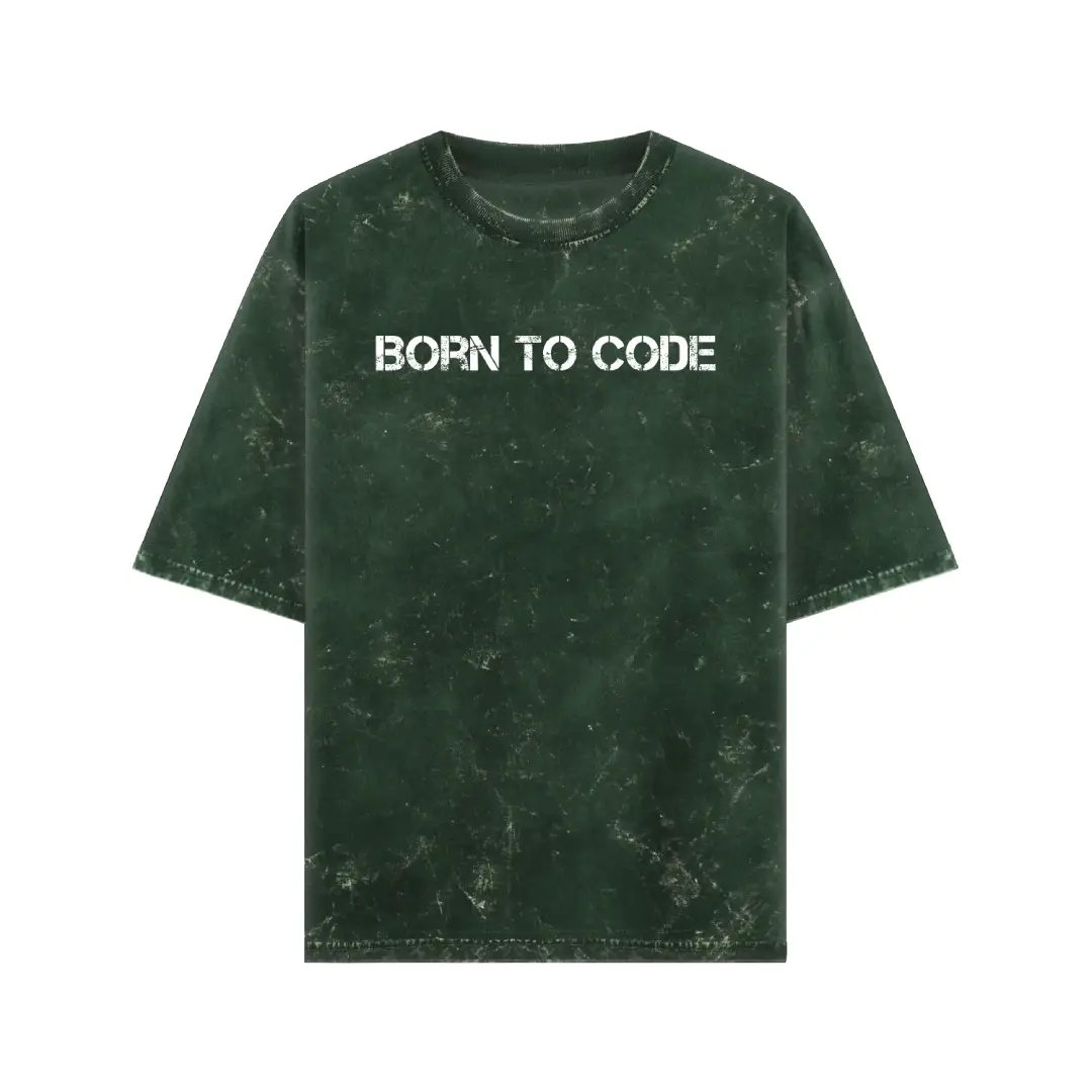 Born To Code Acid Washed Oversized T-shirt - Image 5