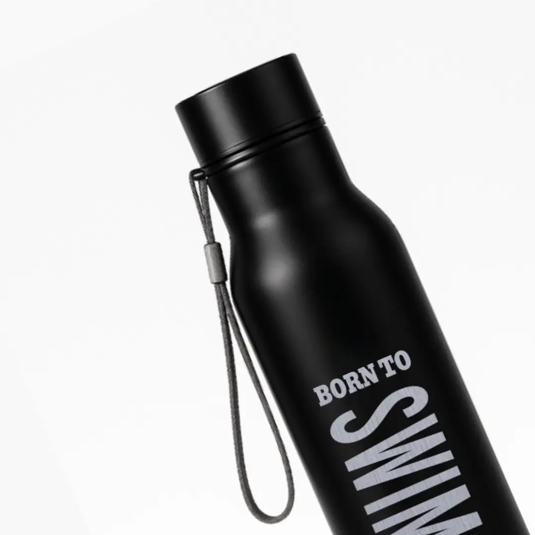 Born To Swim Black SS Water Bottle - Image 2