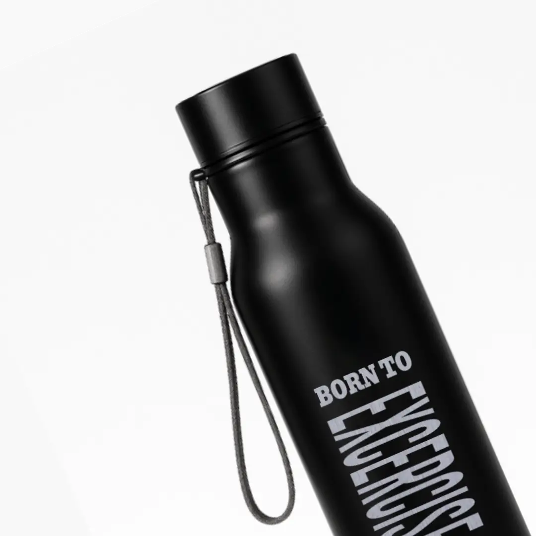 Born To Excercise Black SS Water Bottle - Image 2