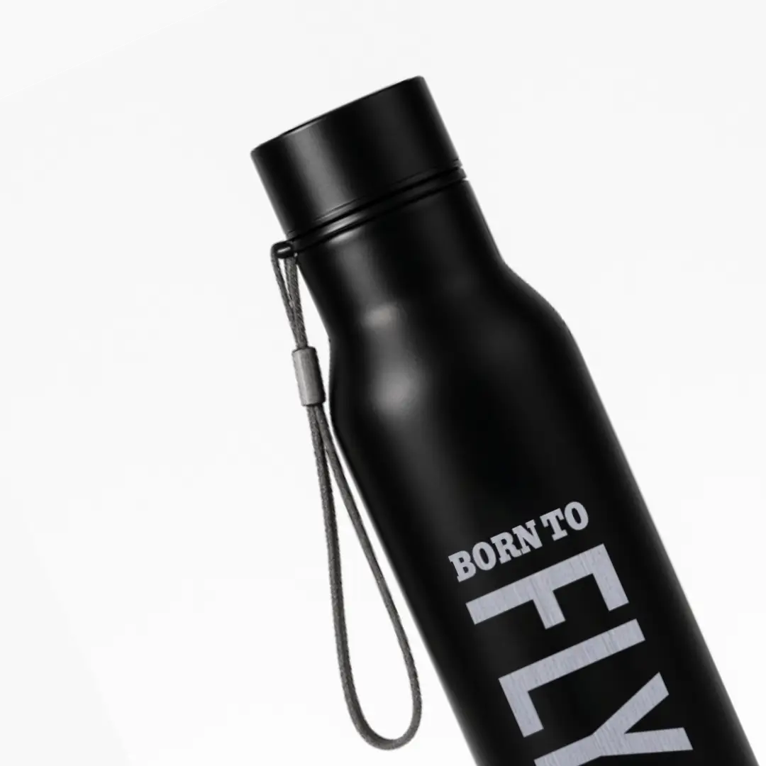 Born To Fly Black SS Water Bottle - Image 2