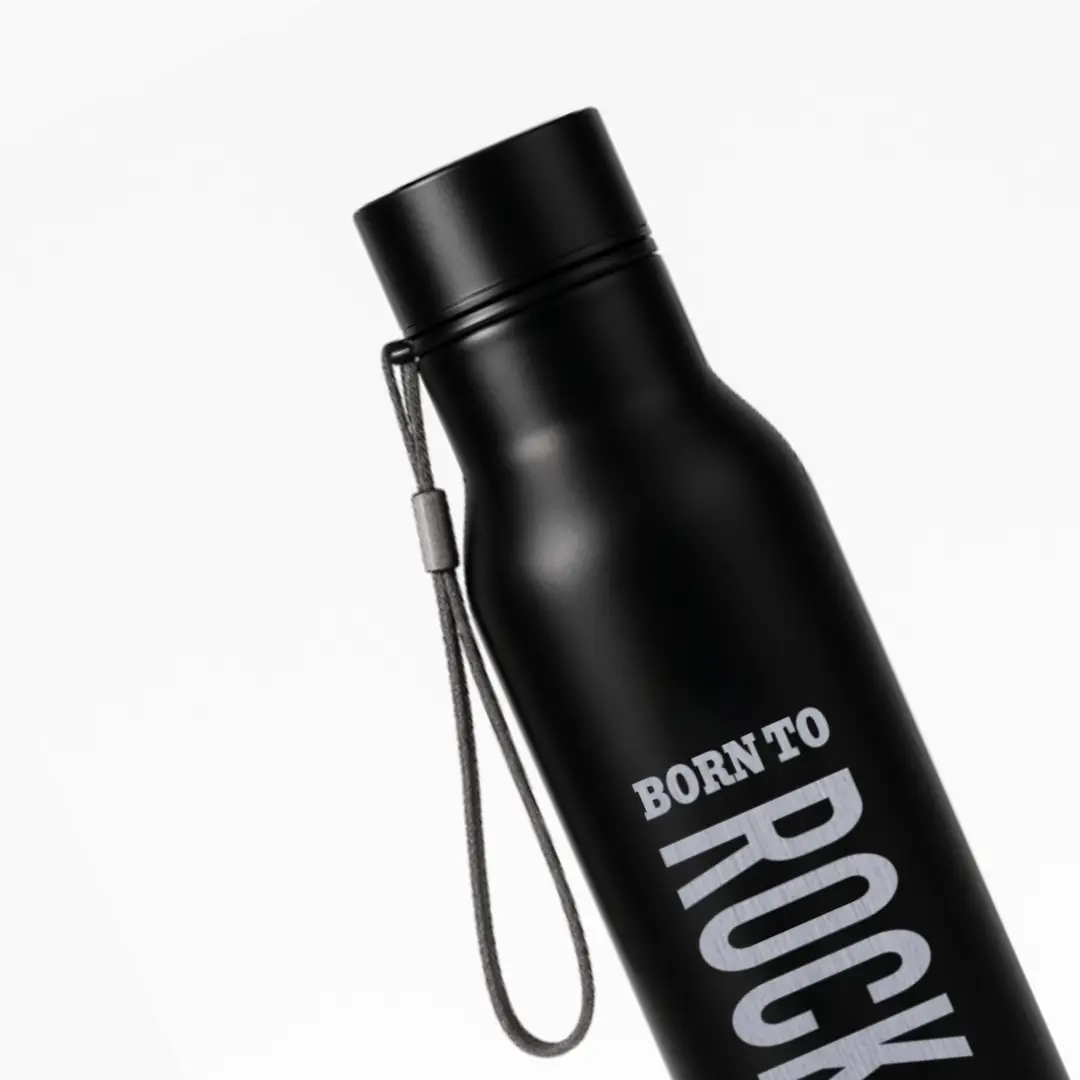 Born To Rock Black SS Water Bottle - Image 2