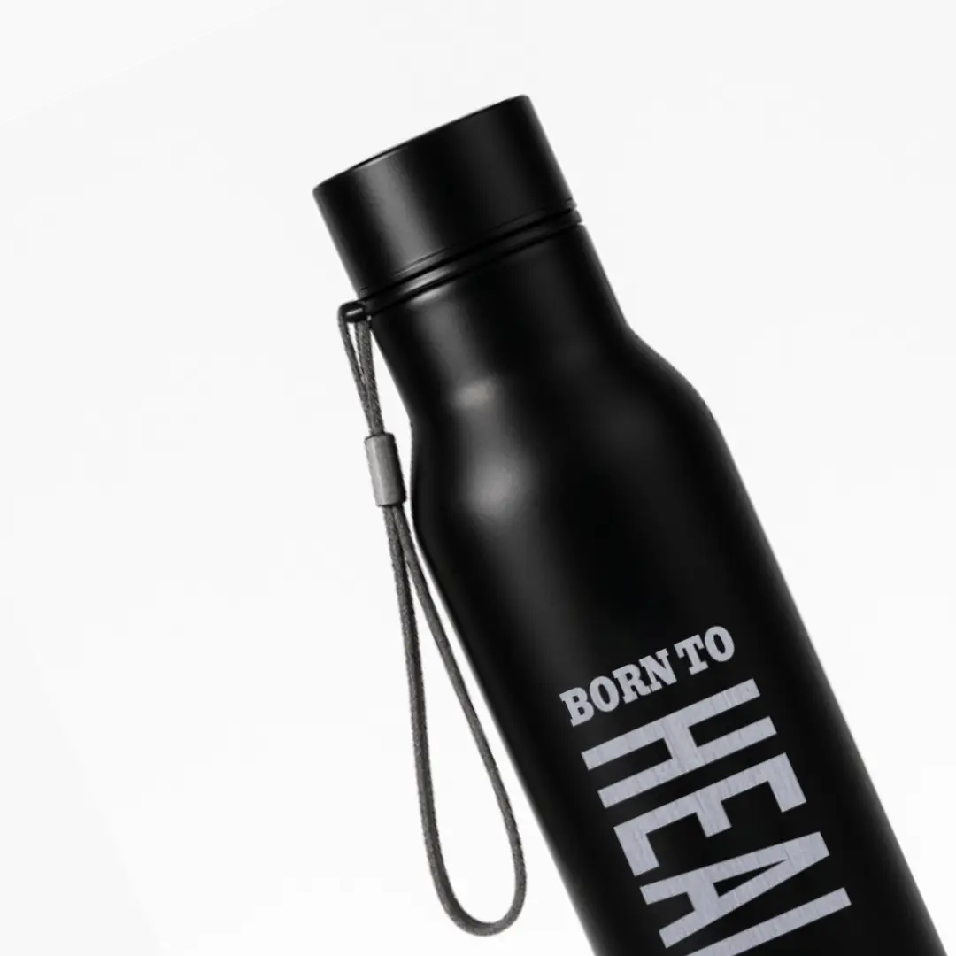 Born To Heal Black SS Water Bottle - Image 2