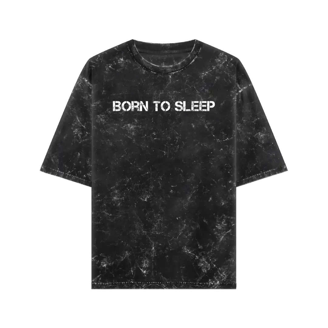 Born To Sleep Acid Washed Oversized T-shirt - Image 2